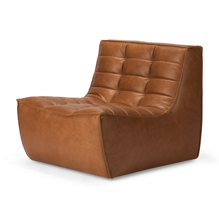 Ethnicraft N701 Modulsofa 1 Sitzer 1-Sitzer / B: 91 cm, Old Saddle - Anilinleder