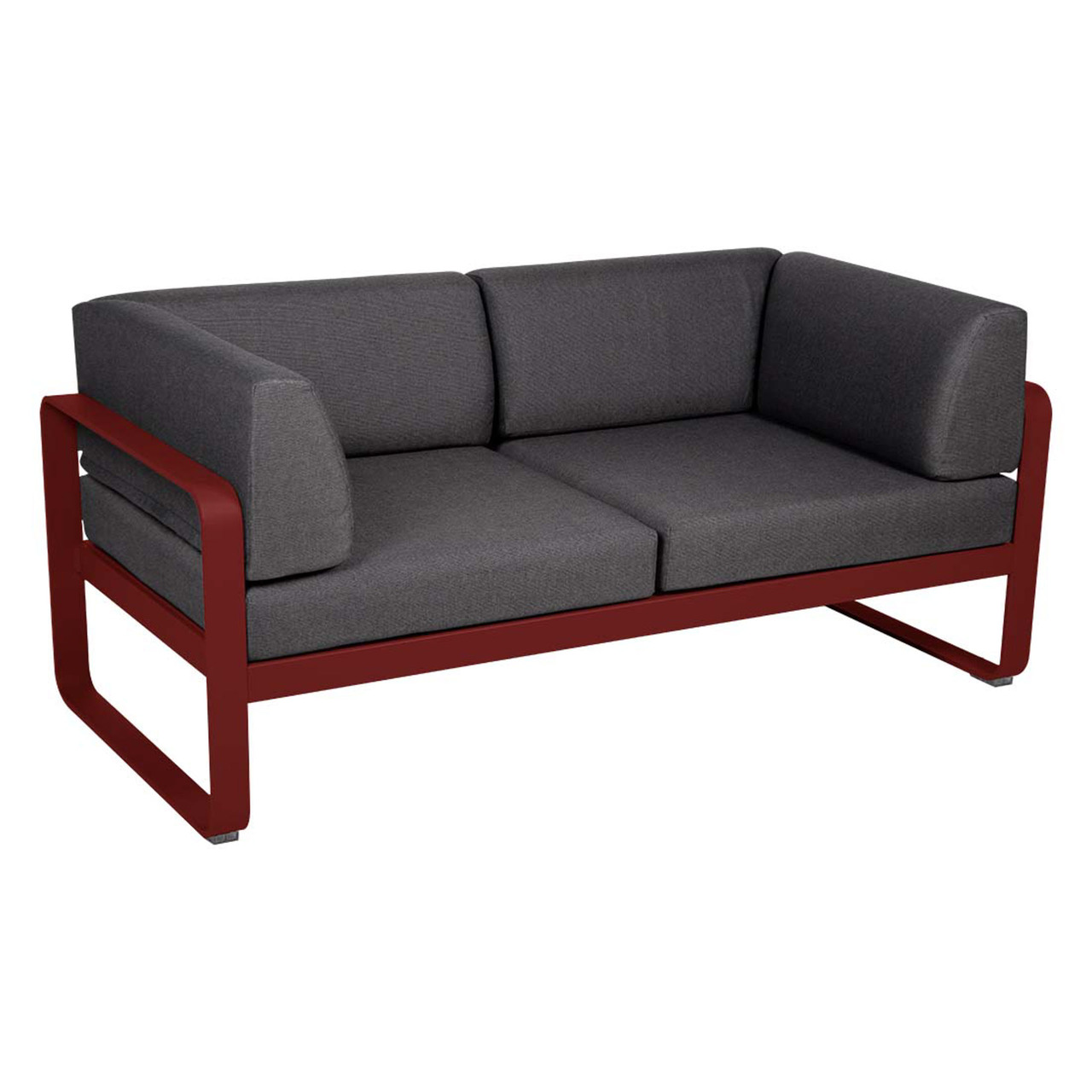 Fermob 2-Sitzer Club-Sofa 'Bellevie'  Chili 43,  Graphitgrau A3