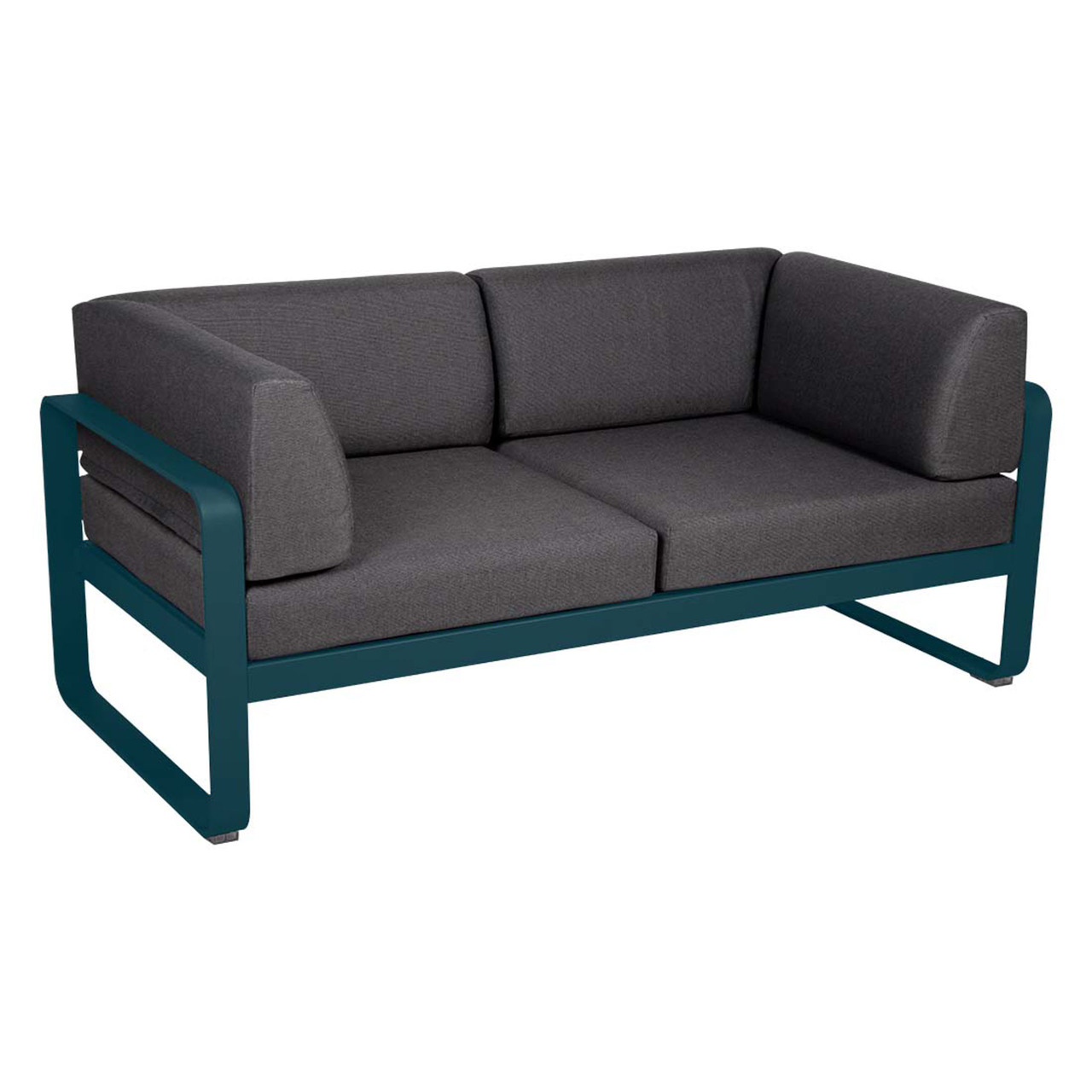 Fermob 2-Sitzer Club-Sofa 'Bellevie'  Acapulcoblau 21,  Graphitgrau A3