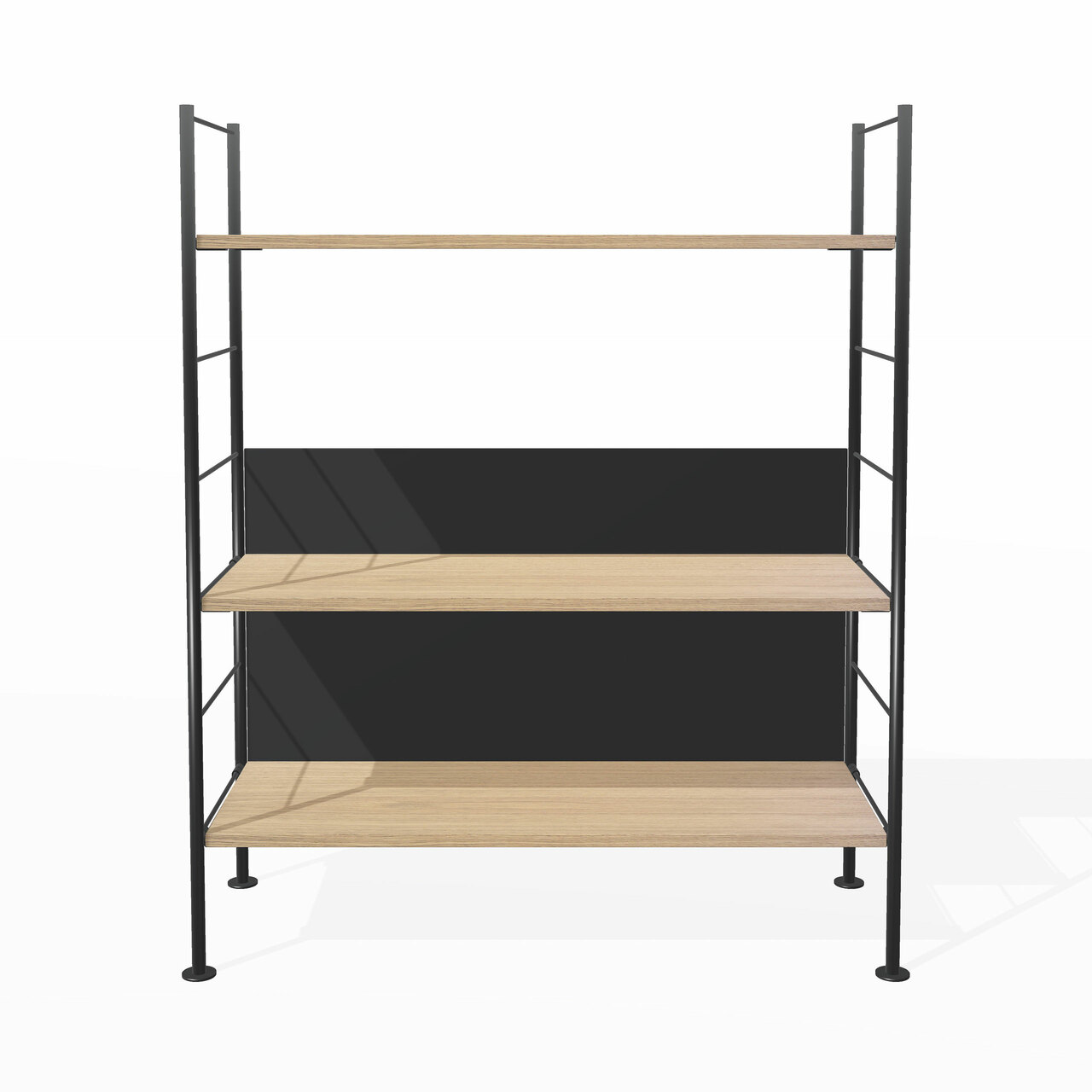 Richard Lampert  Hirche Regal DHS 10 / Basis 01 / H: 1015 / B: 800 Eiche Natur, Schwarz - RAL 9005, Schwarz - RAL 9005