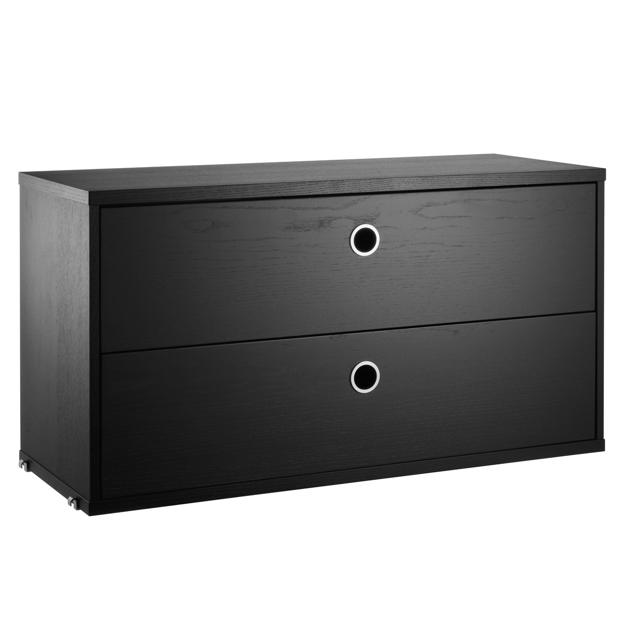 String Furniture Cabinet with Drawers Esche schwarz gebeizt, B: 78 cm, T: 30 cm