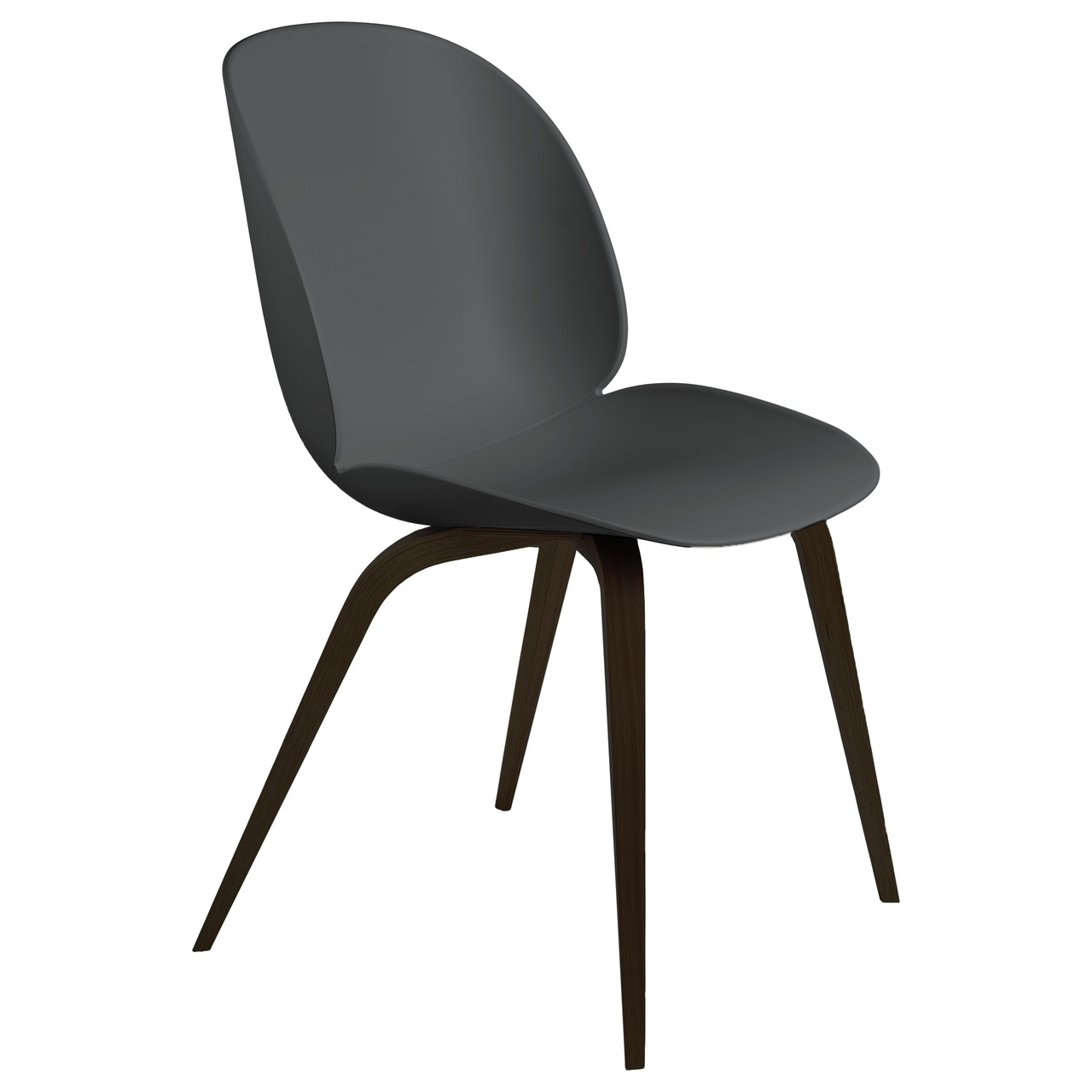 Gubi  Stuhl 'Beetle Dining' Black Stained Beech Semi Matt Lacquered, Black, Kunststoffgleiter