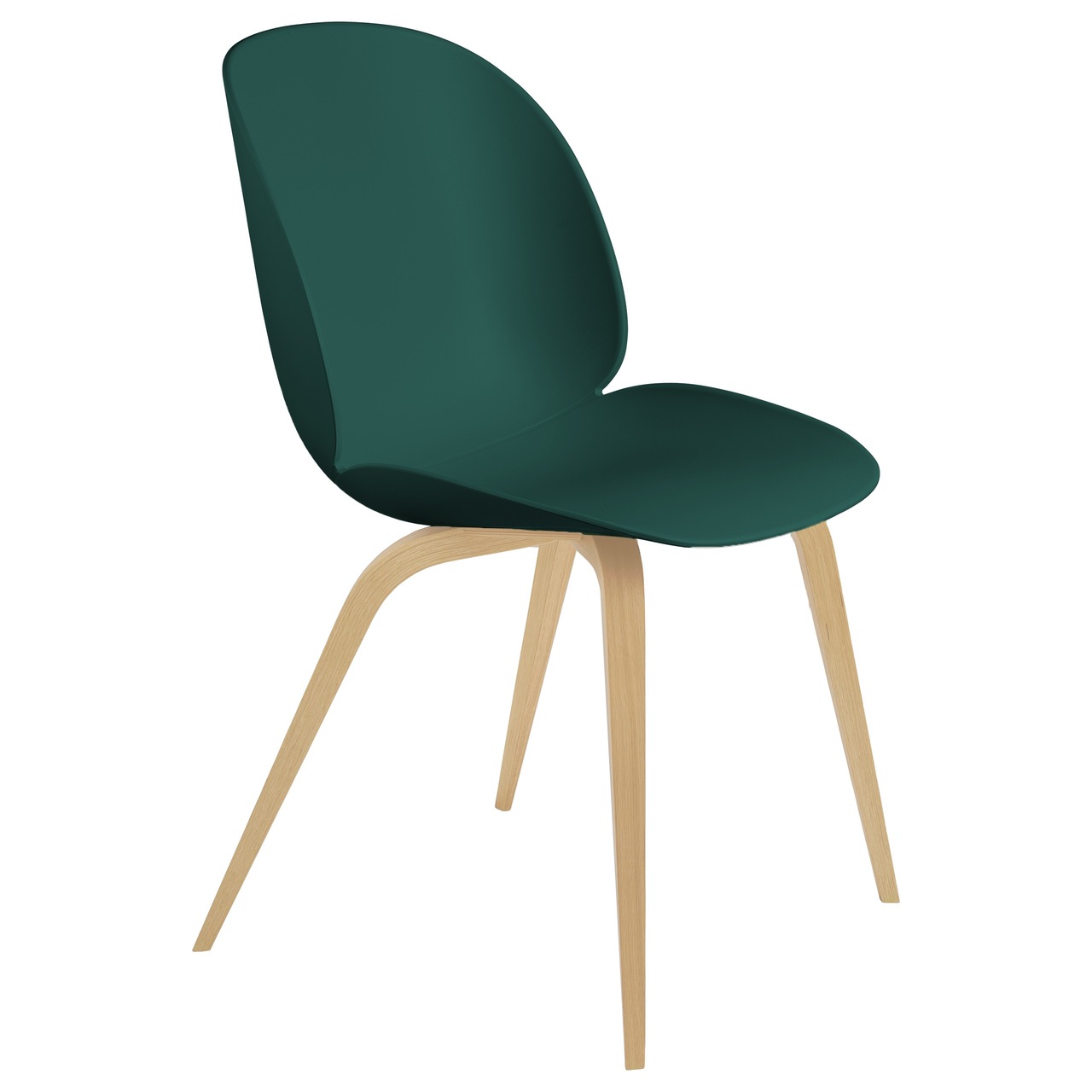 Gubi  Stuhl 'Beetle Dining' Oak Semi Matt Lacquered, Dark Green, Kunststoffgleiter