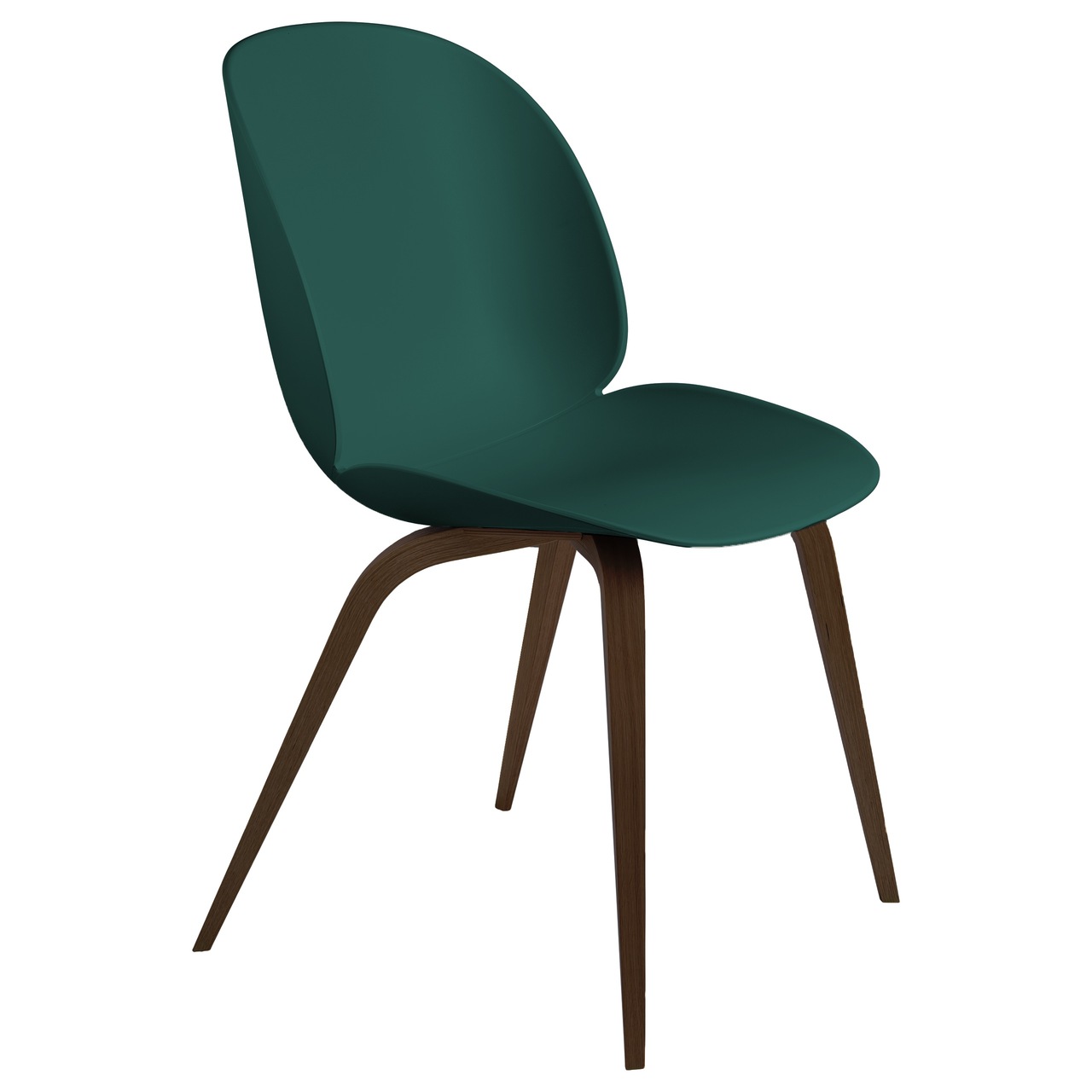 Gubi  Stuhl 'Beetle Dining' Smoked Oak Matt Lacquered, Dark Green, Kunststoffgleiter