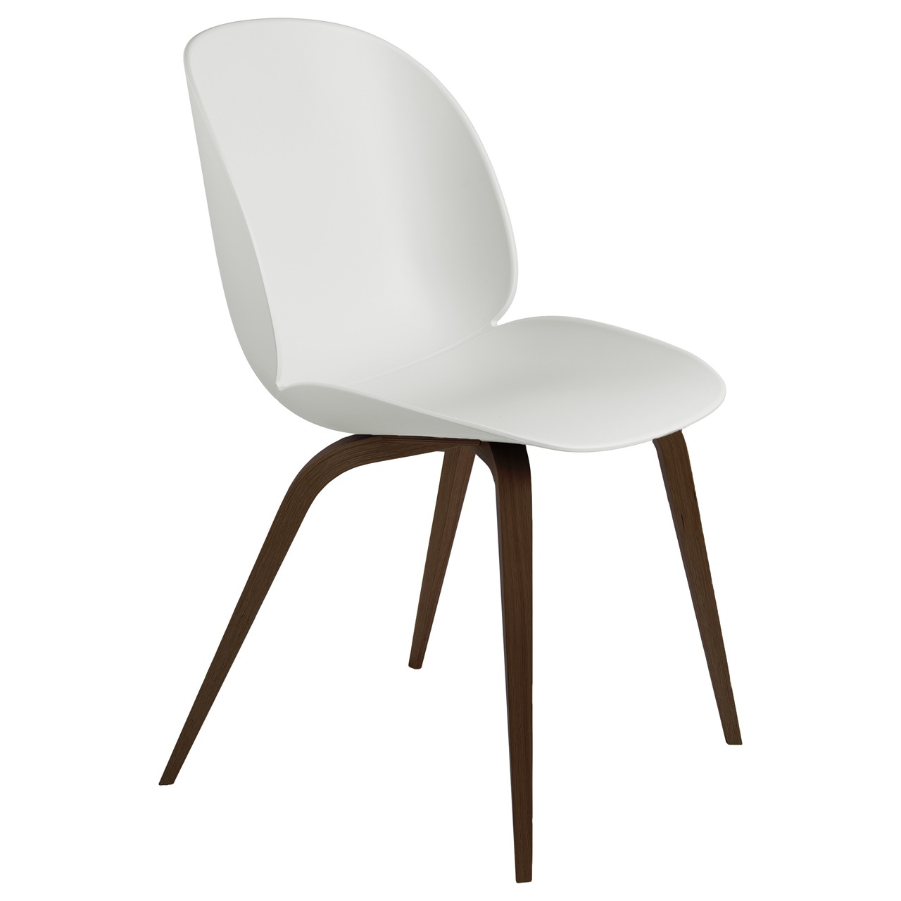 Gubi  Stuhl 'Beetle Dining' Smoked Oak Matt Lacquered, Alabaster White, Kunststoffgleiter