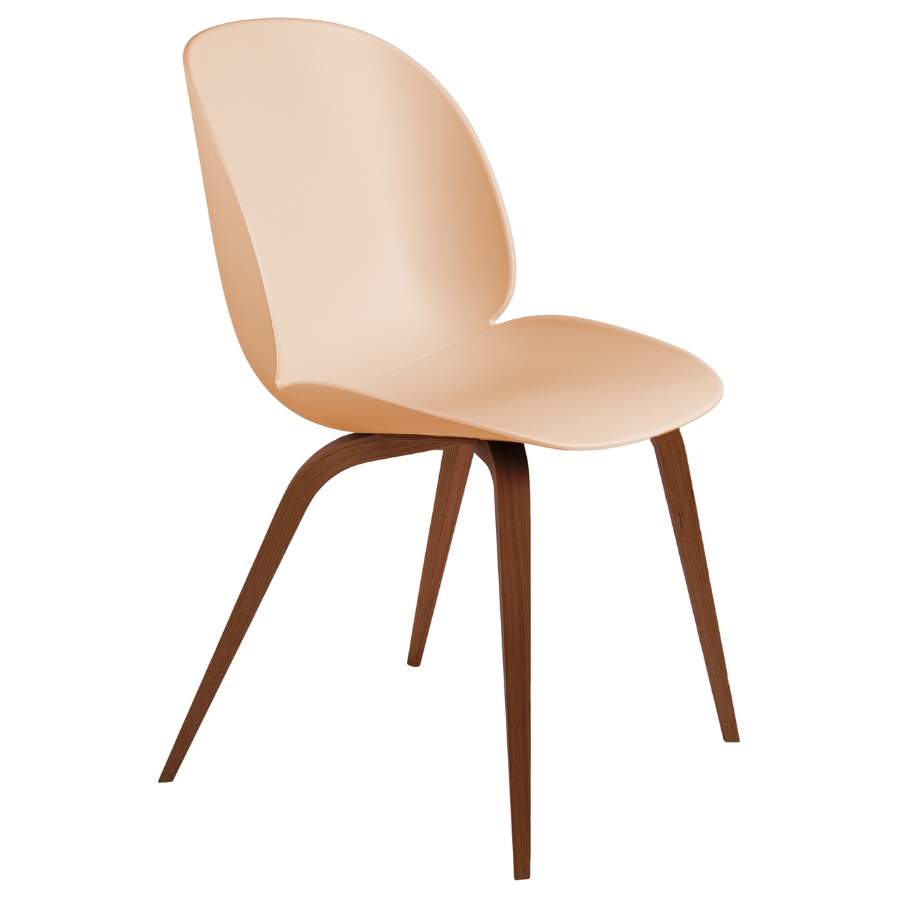 Gubi  Stuhl 'Beetle Dining' American Walnut Semi Matt Lacquered, Amber Brown, Kunststoffgleiter