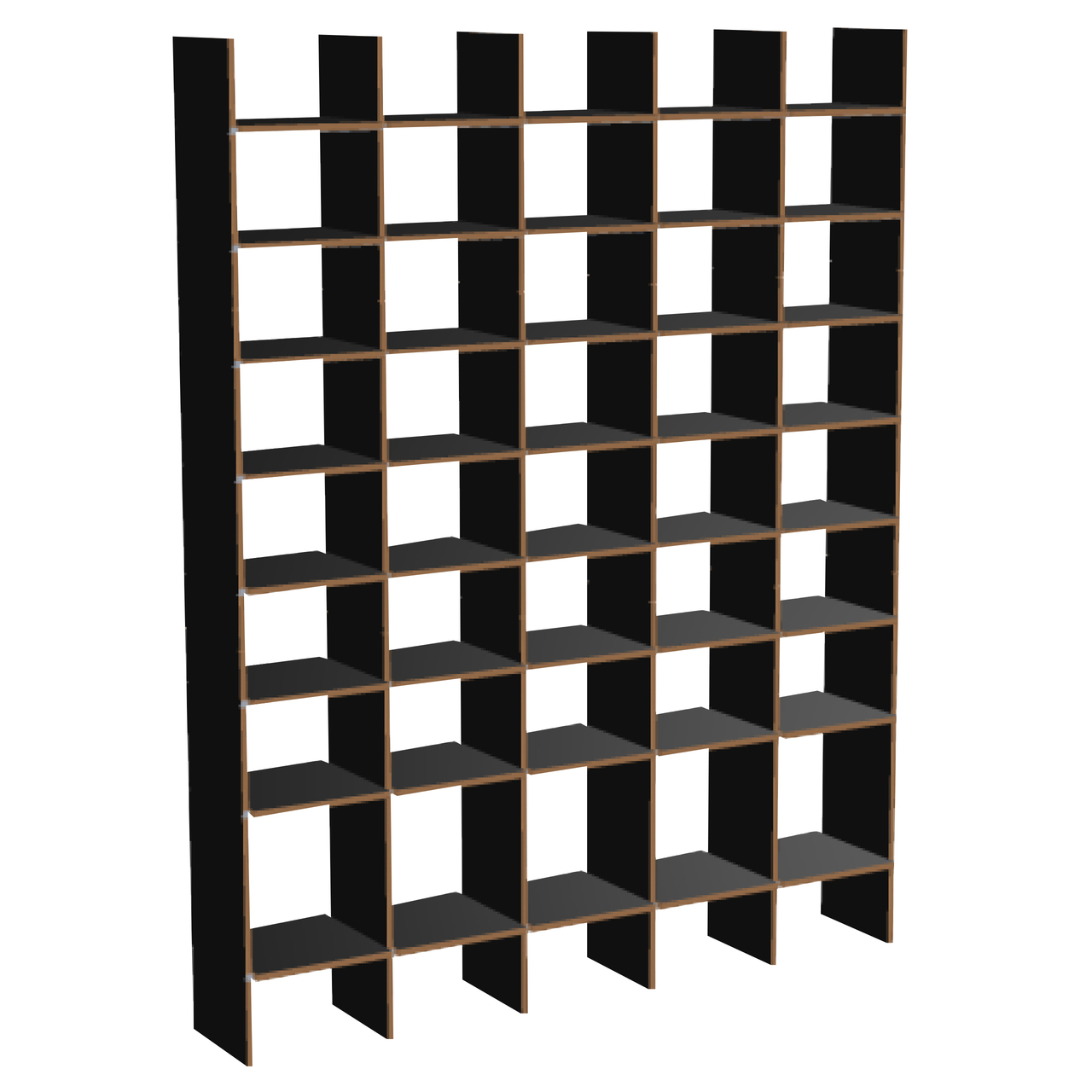 Nils Holger Moormann FNP - H: 223 cm - schmale Fächer - tief MDF schwarz, B: 174.6 cm