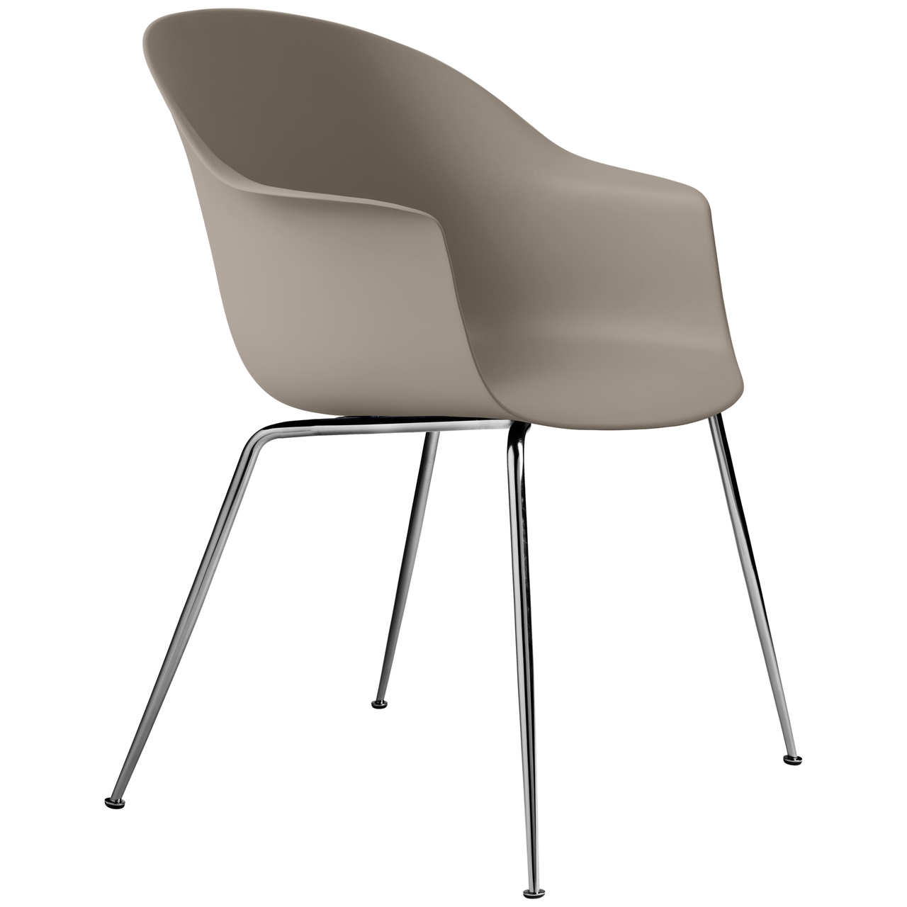 Gubi Stuhl 'Bat' Conic - Ungepolstert Chrome, New Beige, Plastikgleiter