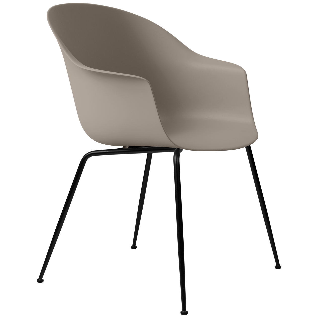 Gubi Stuhl 'Bat' Conic - Ungepolstert Black Matt, New Beige, Plastikgleiter