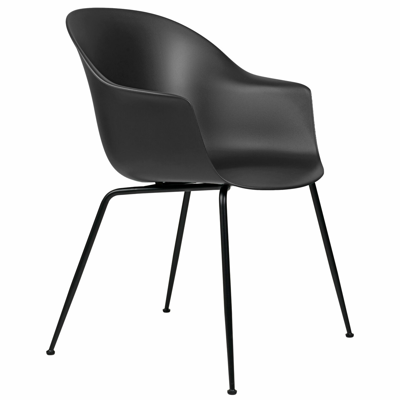 Gubi Stuhl 'Bat' Conic - Ungepolstert Black Matt, Black, Plastikgleiter