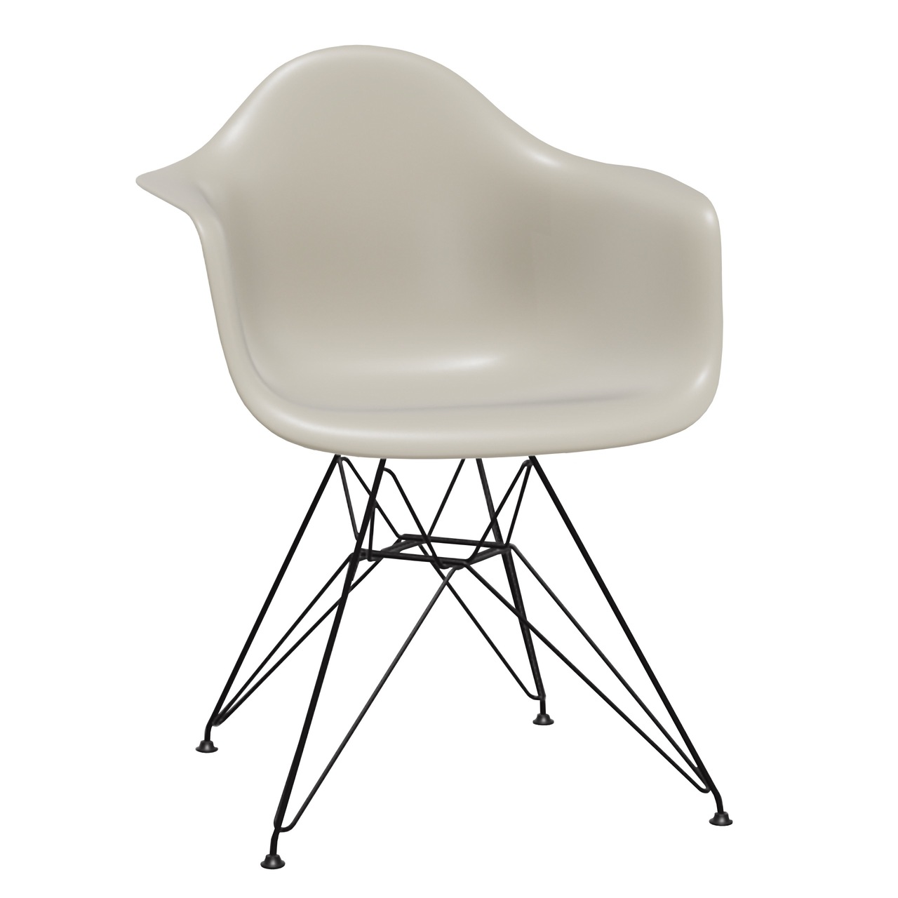 Vitra Eames Plastic Armchair DAR ohne Sitzpolster 11 Kieselstein, Basic Dark 30 pulverbeschichtet (glatt), Gleiter basic dark für Teppichboden 04