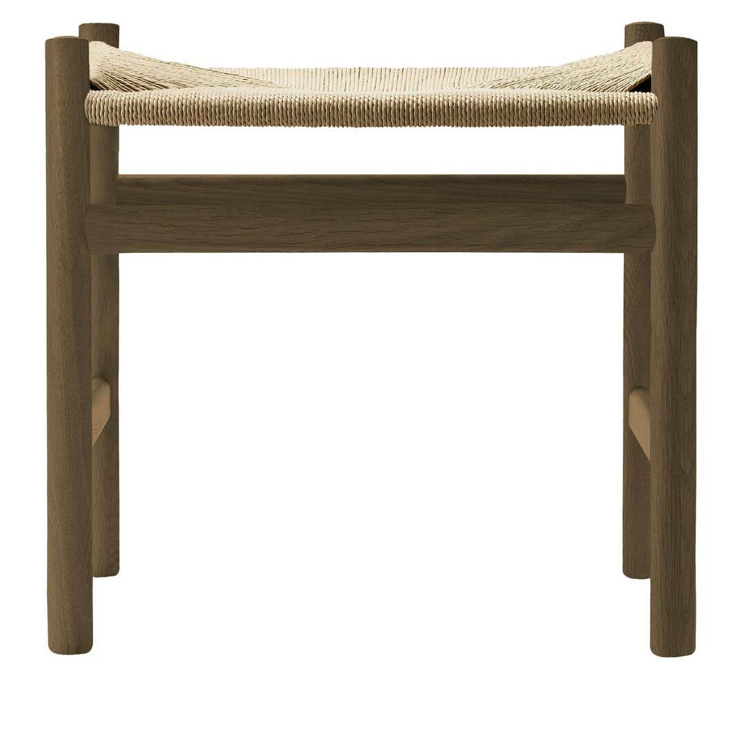 Carl Hansen & Søn Hocker 'CH53' Eiche rauchfarbiges Öl, Papierkordel Natur, H: 39 cm