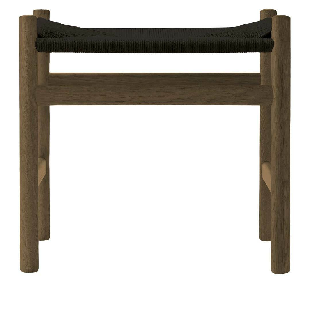 Carl Hansen & Søn Hocker 'CH53' Eiche rauchfarbiges Öl, Papierkordel Schwarz, H: 39 cm