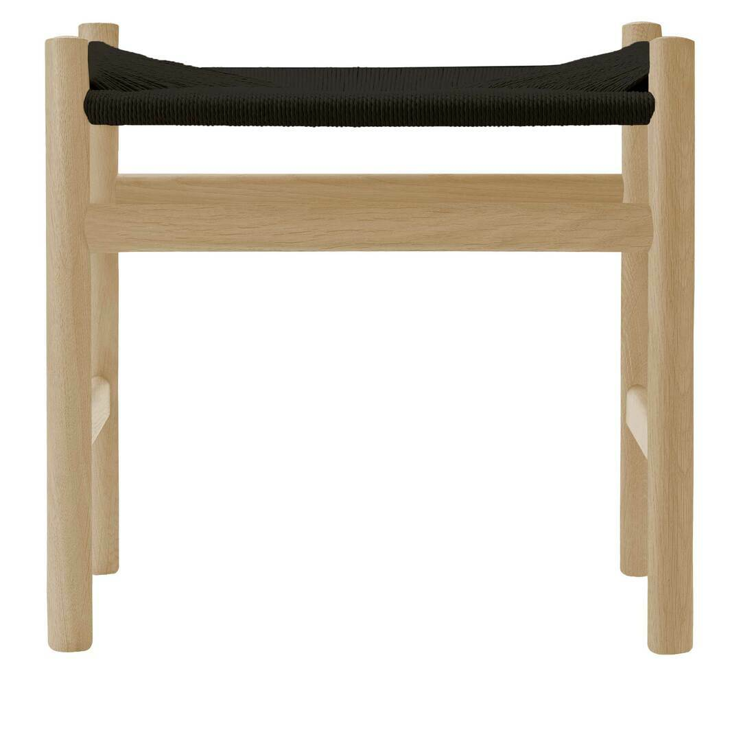 Carl Hansen & Søn Hocker 'CH53' Eiche geölt, Papierkordel Schwarz, H: 39 cm