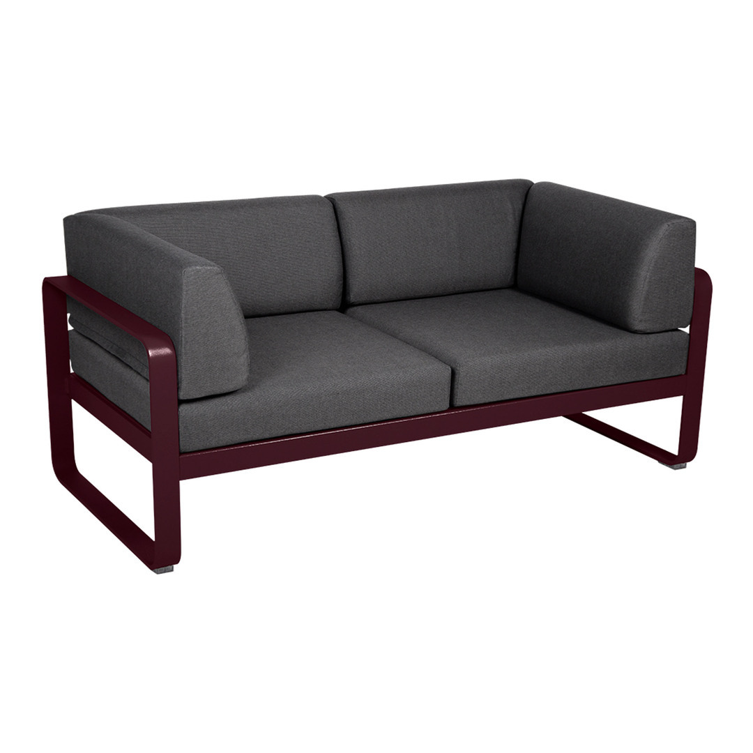 Fermob 2-Sitzer Club-Sofa 'Bellevie' Schwarzkirsche B9, Graphitgrau A3