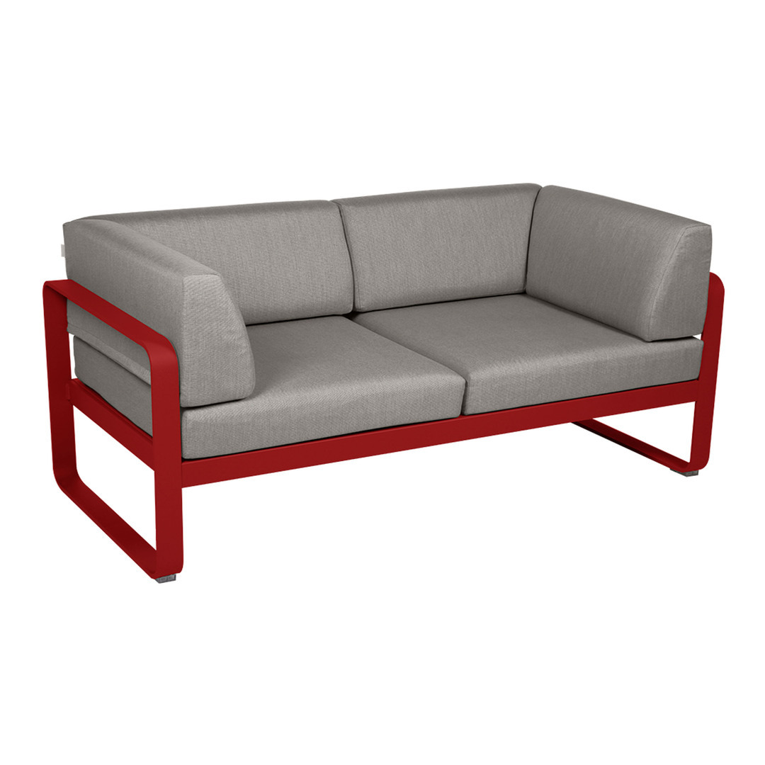 Fermob 2-Sitzer Club-Sofa 'Bellevie' Mohnrot 67, Taupe Grau B8