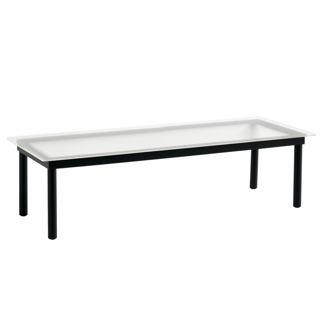 HAY Living Kofi B: 140 cm / T: 50 cm , Glas klar geriffelt, Eiche schwarz lackiert