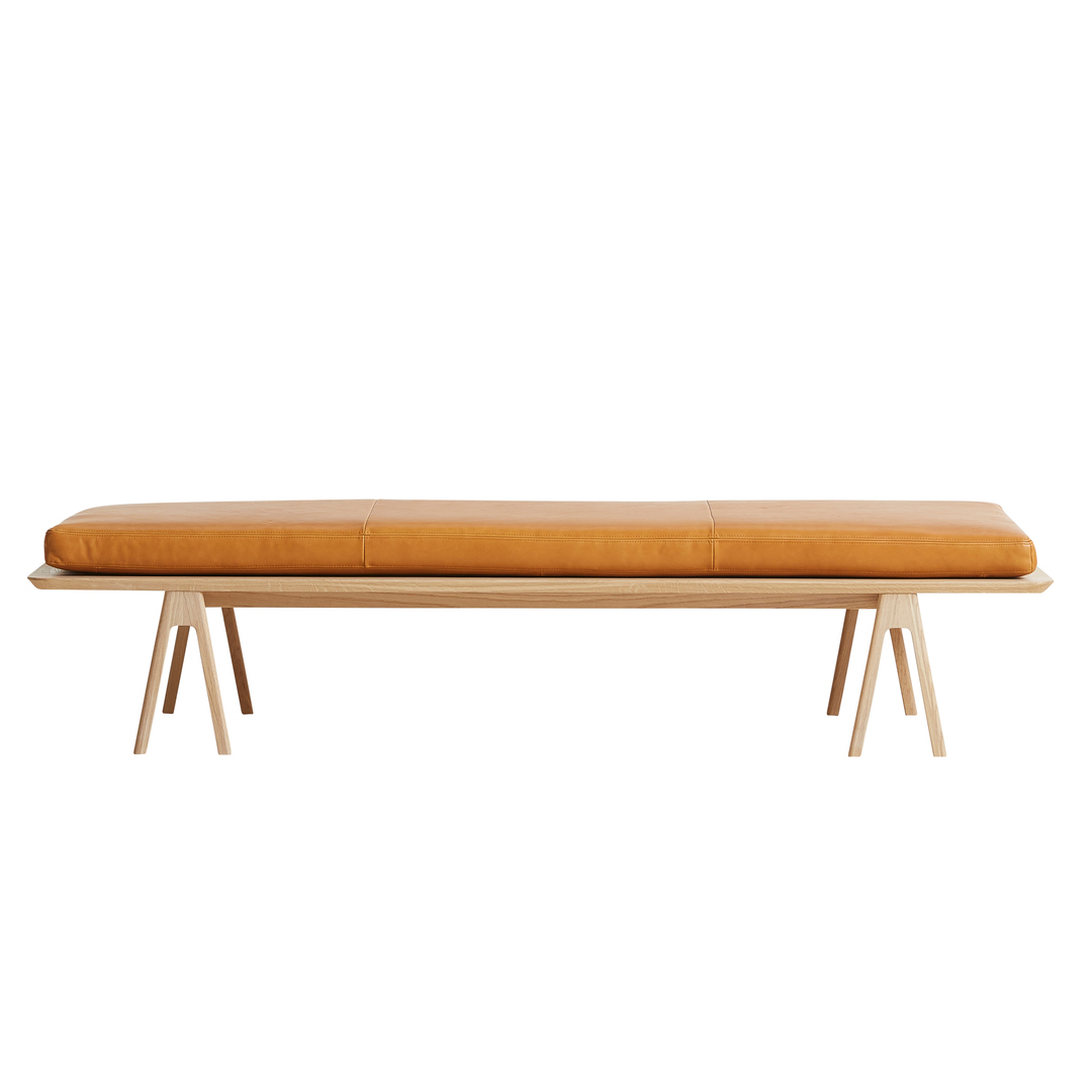 Woud Level Daybed Eichenholz weiss pigmentiert, Cognac - Leder Sørensen Envy