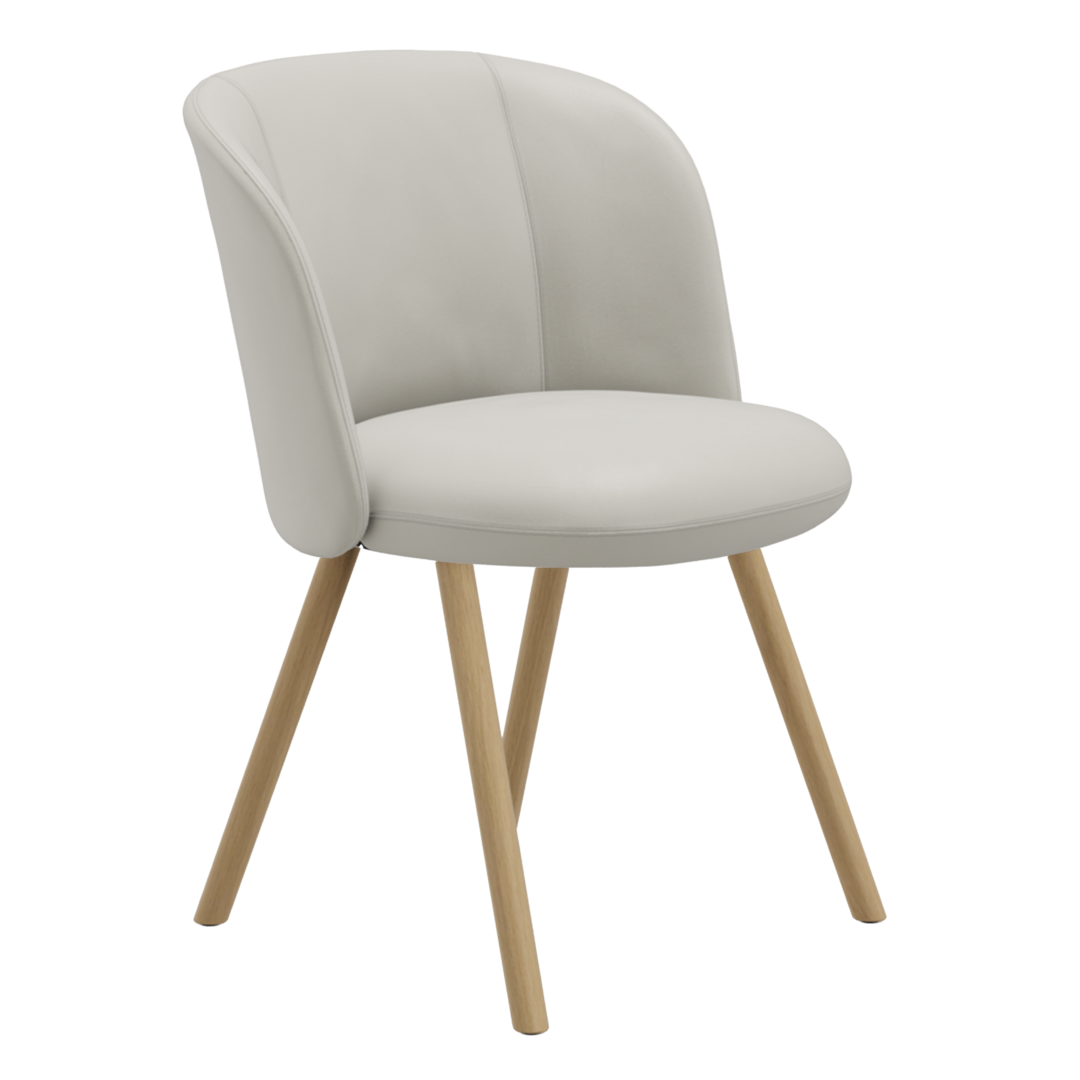 Vitra Mikado Side Chair mit Untergestell aus Holz Snow 72 - Leder, Eiche natur, Naturholz Schutzlack 10, Filzgleiter für Hartboden 05