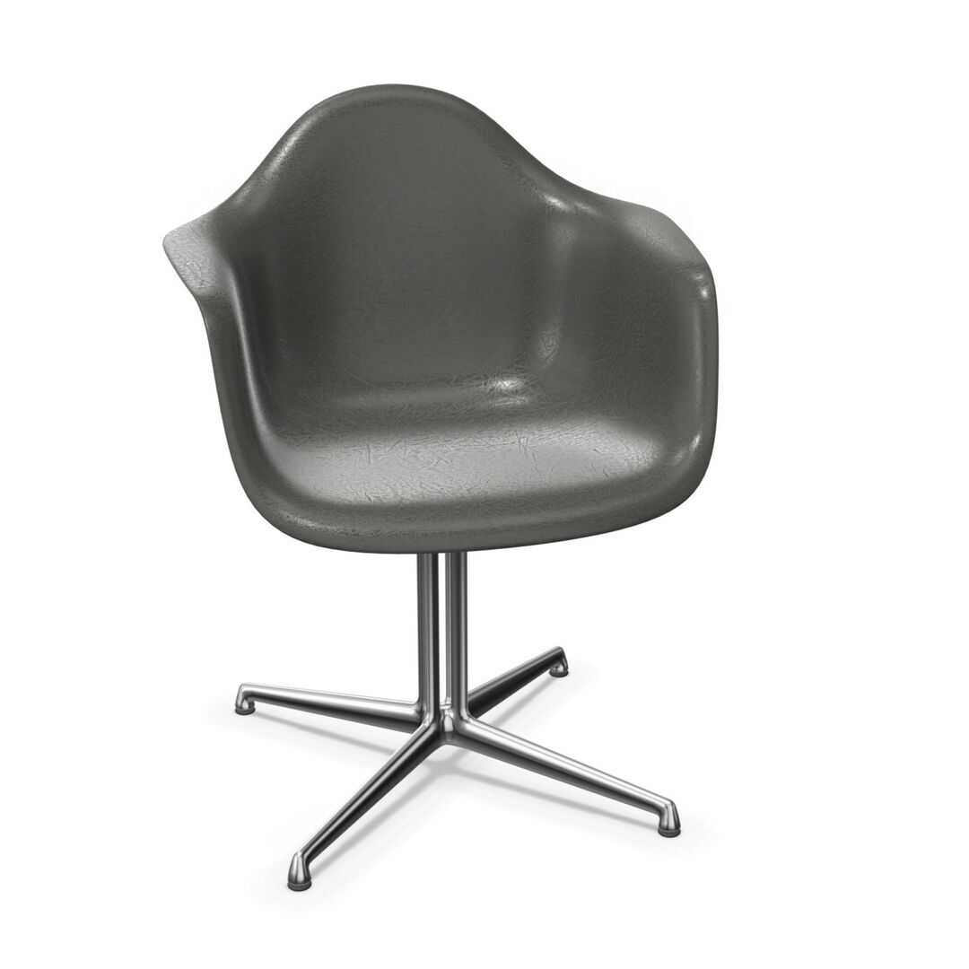 Vitra Eames Fiberglas Armchair DAL von Vitra 04 Elephant Hide Grey, Aluminium poliert 03, Filzgleiter basic dark für Hartboden 05