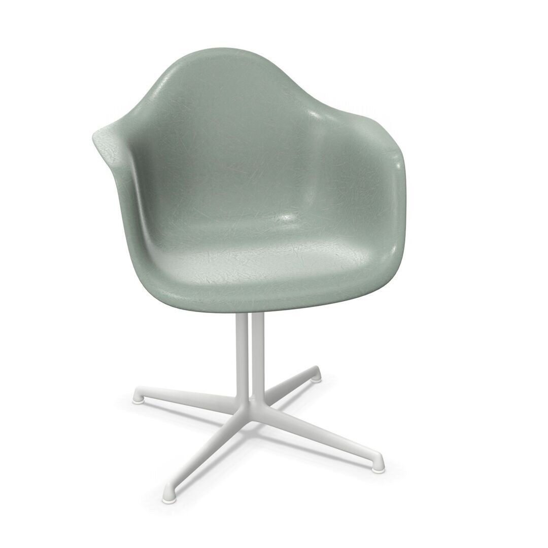 Vitra Eames Fiberglas Armchair DAL von Vitra 05 Sea Foam Green, Weiss 04 pulverbeschichtet (glatt), Filzgleiter weiss für Hartboden 15