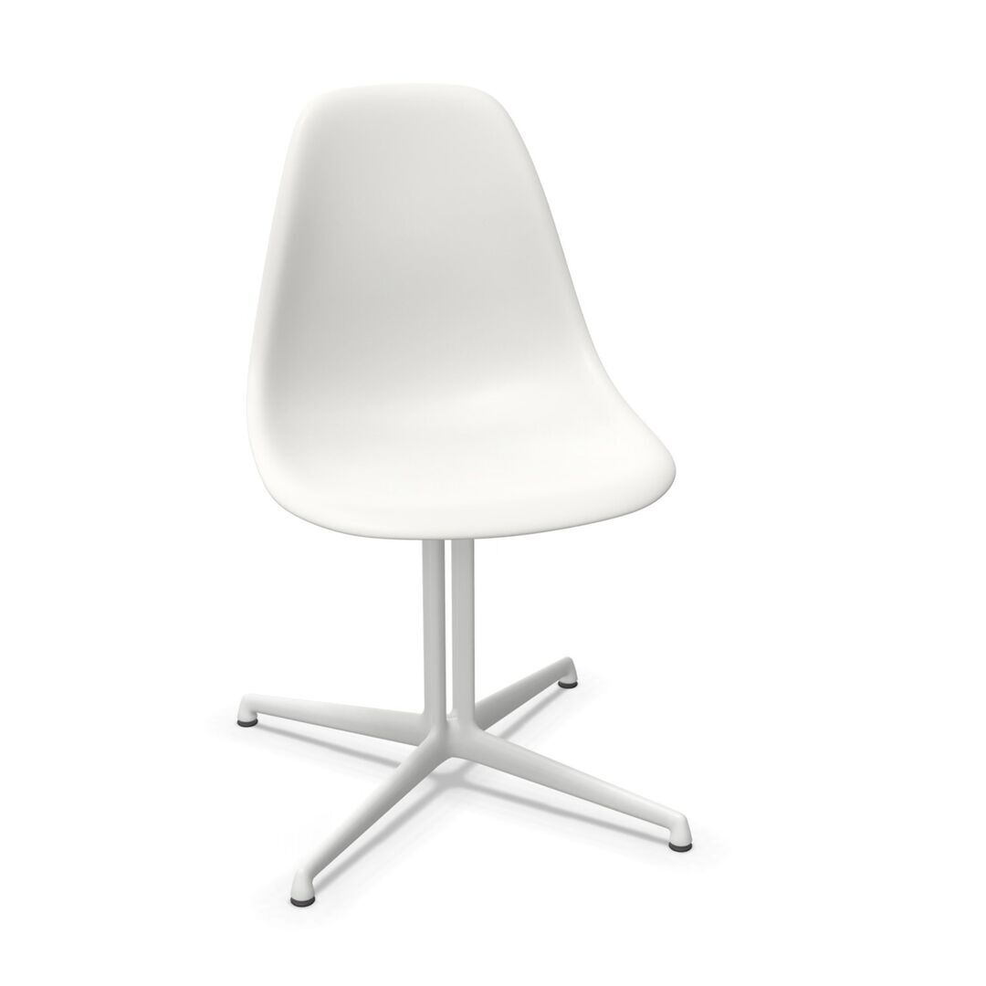 Vitra Eames Plastic Side Chair DSL von Vitra 04 Weiss, Weiss 04 pulverbeschichtet (glatt), Filzgleiter basic dark für Hartboden 05