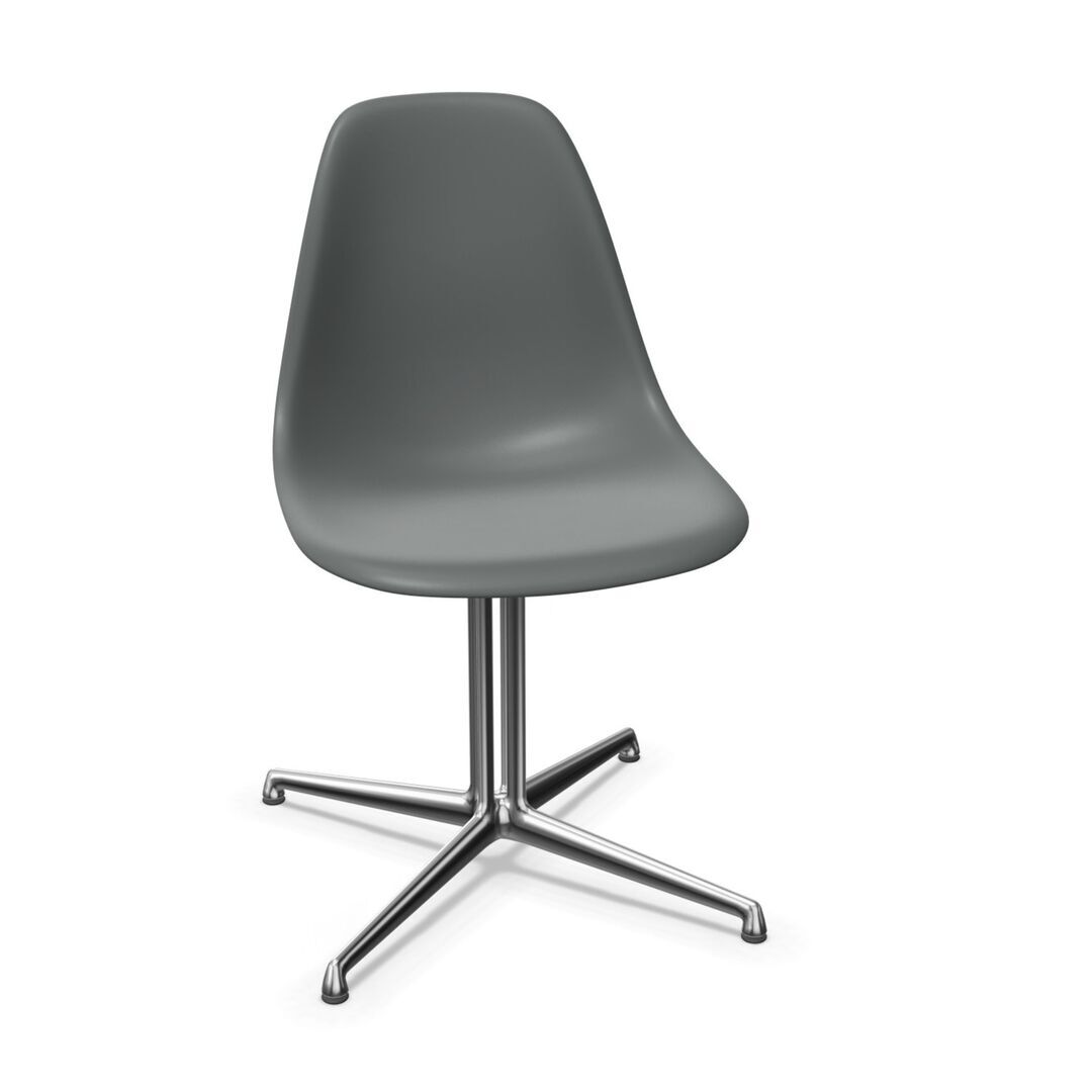 Vitra Eames Plastic Side Chair DSL von Vitra 56 Granitgrau RE, Aluminium poliert 03, Filzgleiter basic dark für Hartboden 05