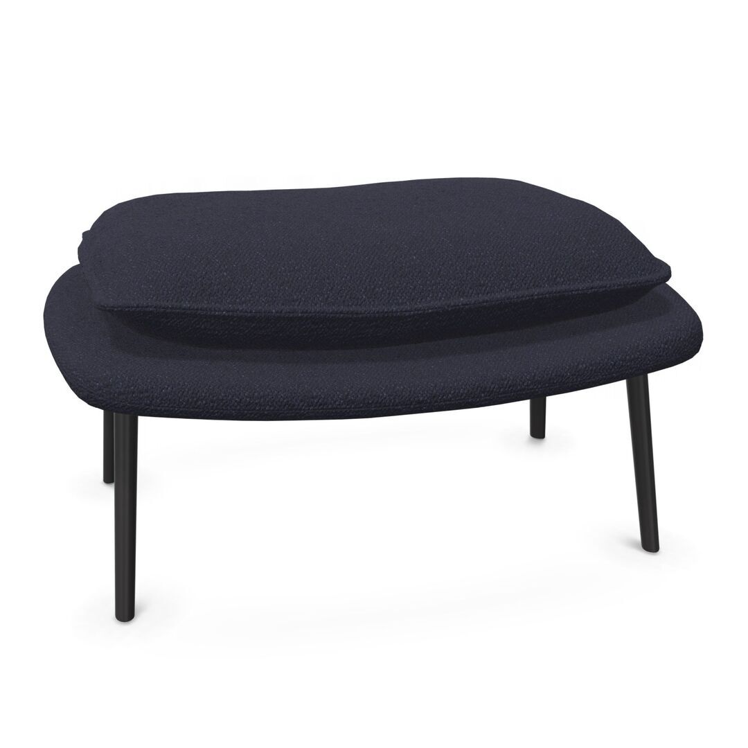 Vitra Slow Chair Ottoman in Stoff von Vitra Flocca dunkelblau, Aluminiumguss pulverbeschichtet tiefschwarz