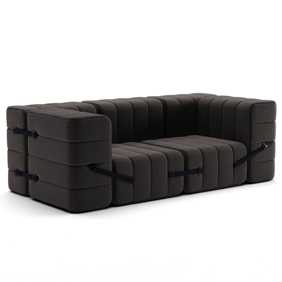 Ambivalenz Flexibler 2-Sitzer mit Armlehnen 'Curt' von Ambivalenz Grau Braun - Jet 