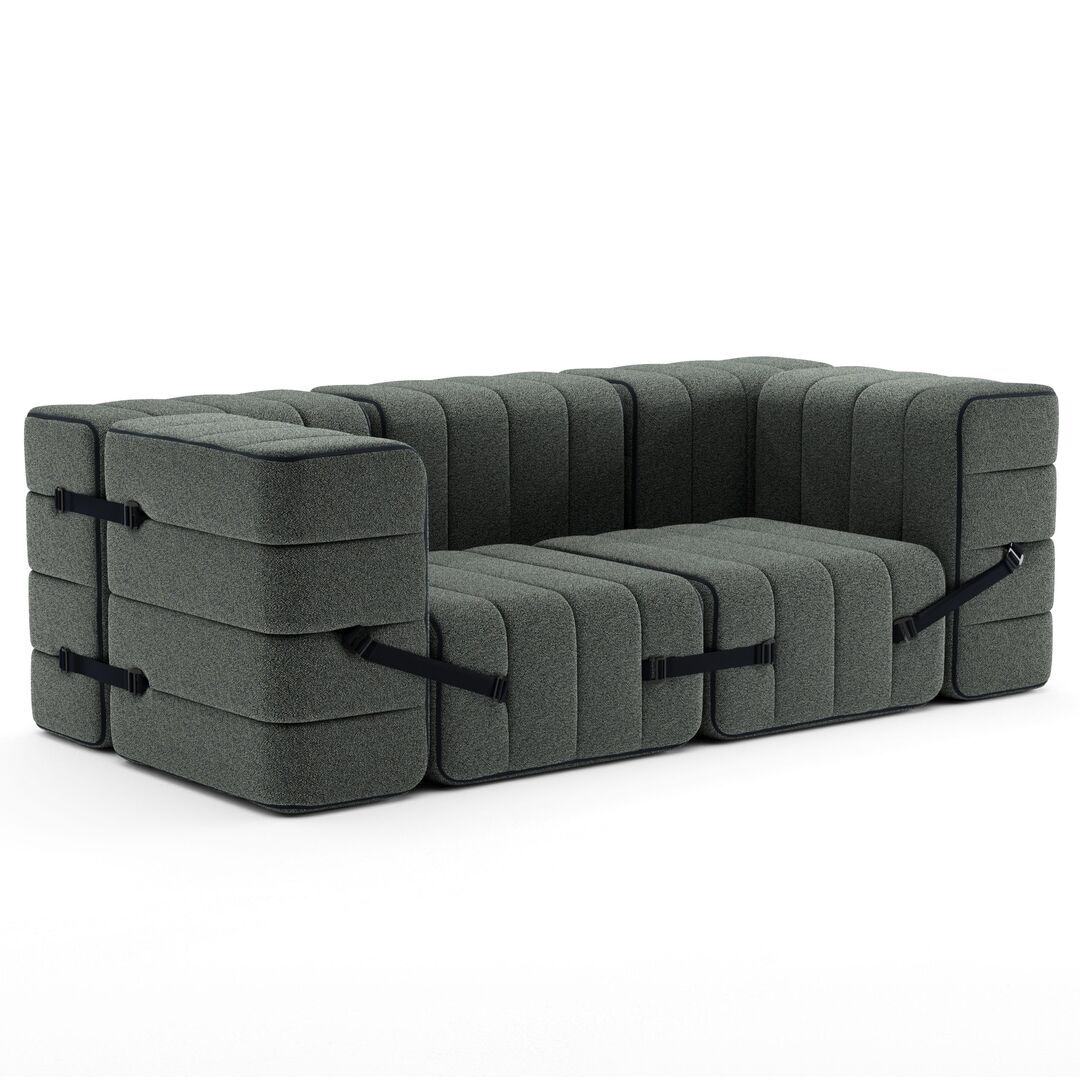 Ambivalenz Flexibler 2-Sitzer mit Armlehnen 'Curt' von Ambivalenz Gravel - Sera