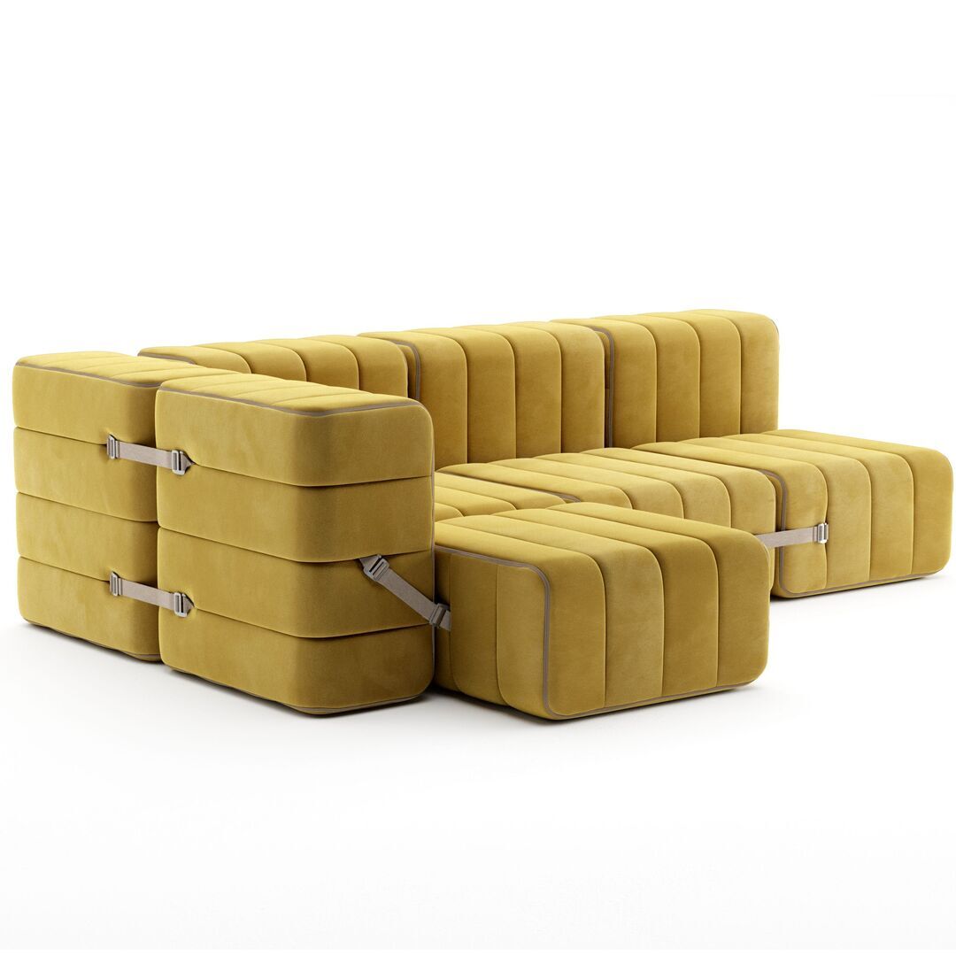 Ambivalenz Flexibles kleines Ecksofa Curt von Ambivalenz Cornhusk (Gelb) - Barcelona