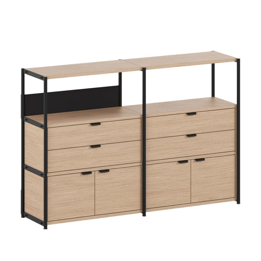 TIPTOE Regal Unit 3 160 cm von Tiptoe 2 Schubladen / 2 Türen , Graphite Black
