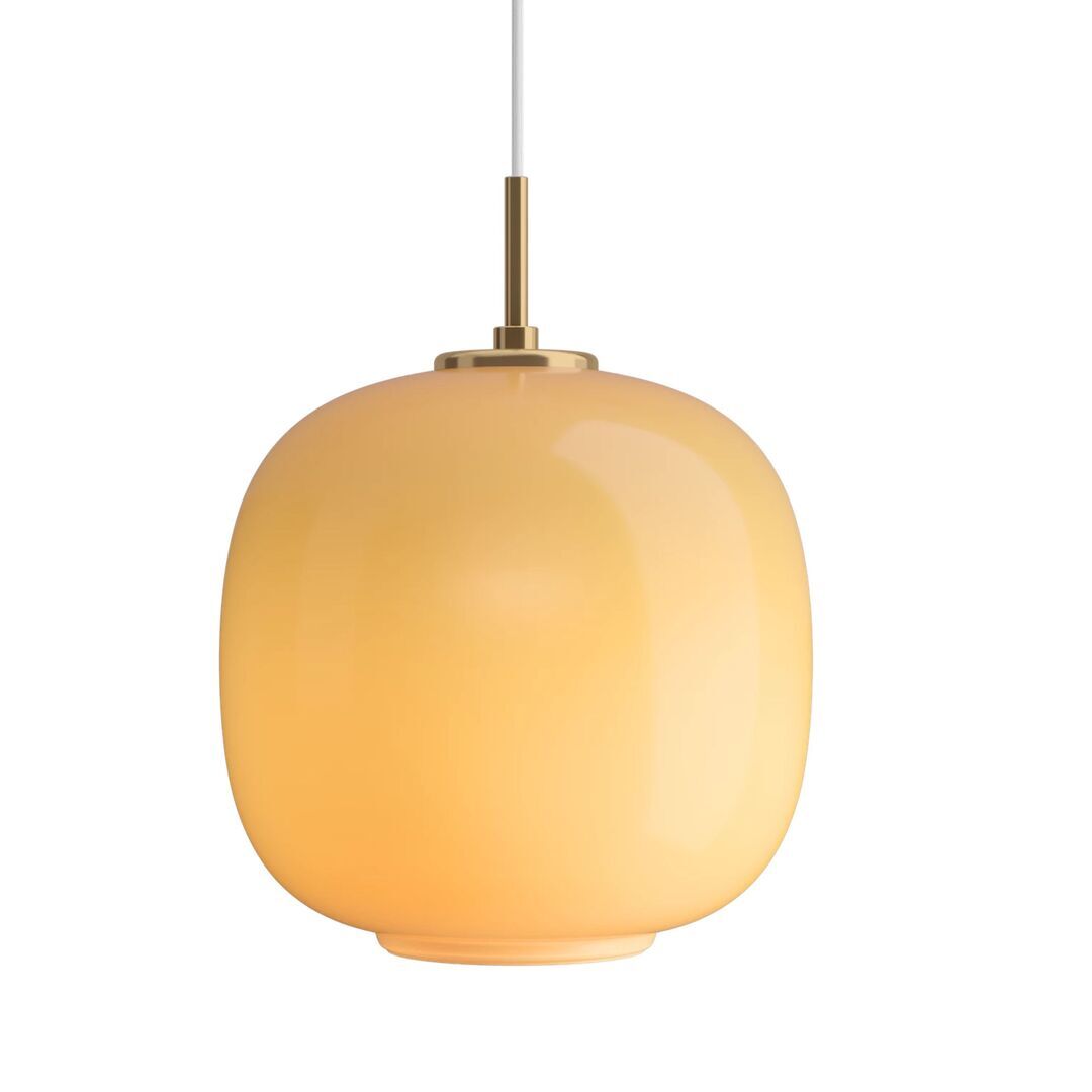 Louis Poulsen Pendelleuchte VL 45 Radiohus von Louis Poulsen Brass / Glossy Amber glass, Ø: 250 cm 