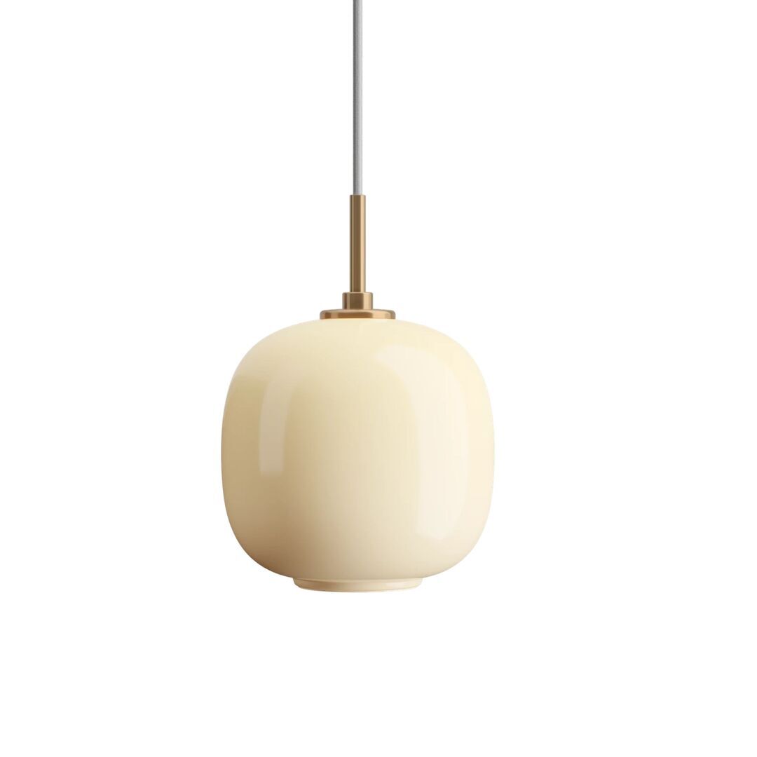 Louis Poulsen Pendelleuchte VL 45 Radiohus von Louis Poulsen  Brass/Glossy Pale Yellow glass, Ø: 175 cm 