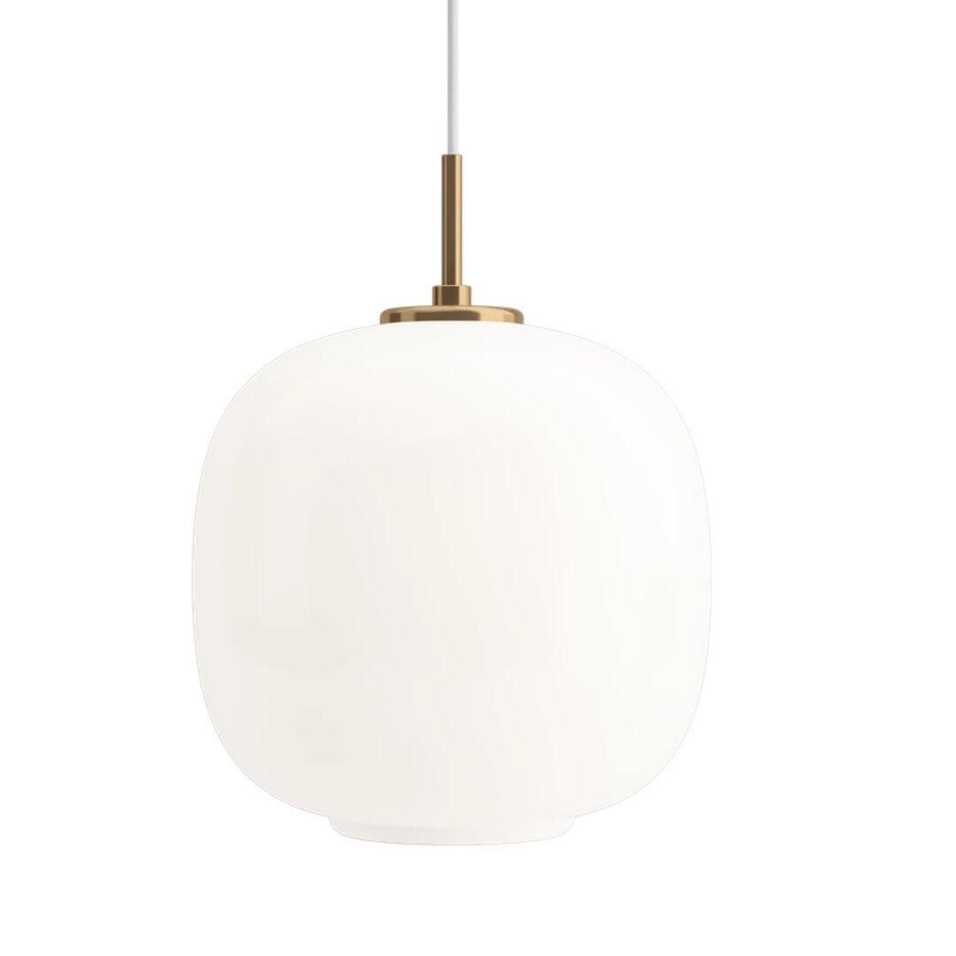 Louis Poulsen Pendelleuchte VL 45 Radiohus von Louis Poulsen  Brass / Glossy White Opal Glass, Ø: 250 cm 