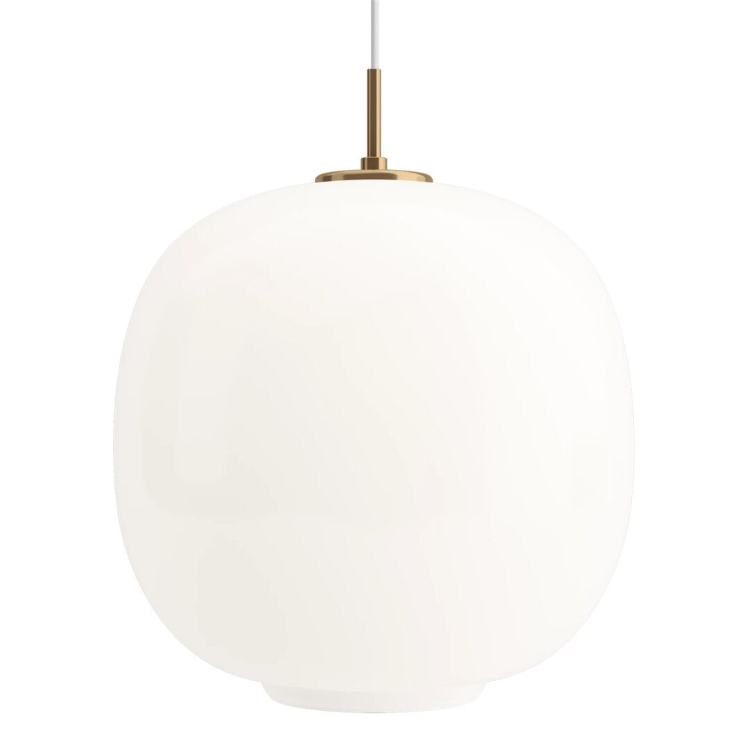 Louis Poulsen Pendelleuchte VL 45 Radiohus von Louis Poulsen  Brass / Glossy White Opal Glass, Ø: 370 cm / LED 3000-1800K D2W
