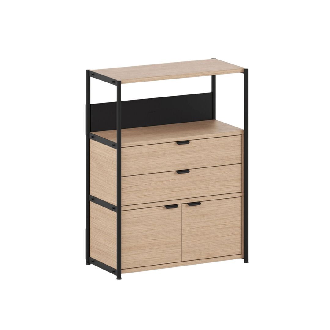 TIPTOE Regal Unit 3 80 cm von Tiptoe 1 Schublade / 1 Tür, Graphite Black