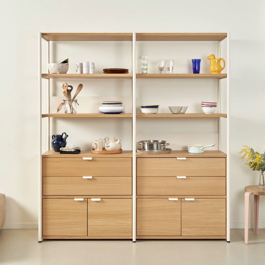 TIPTOE Regal Unit 5 160 cm von Tiptoe 2 Schubladen / 2 Türen , Cream White