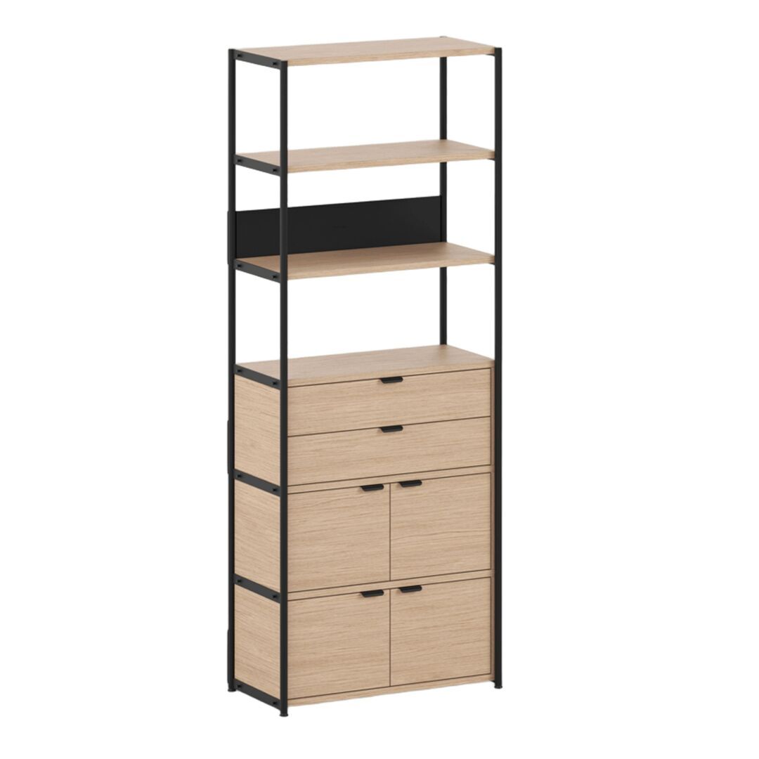 TIPTOE Regal Unit 6 80 cm von Tiptoe 1 Schublade / 2 Türen, Graphite Black