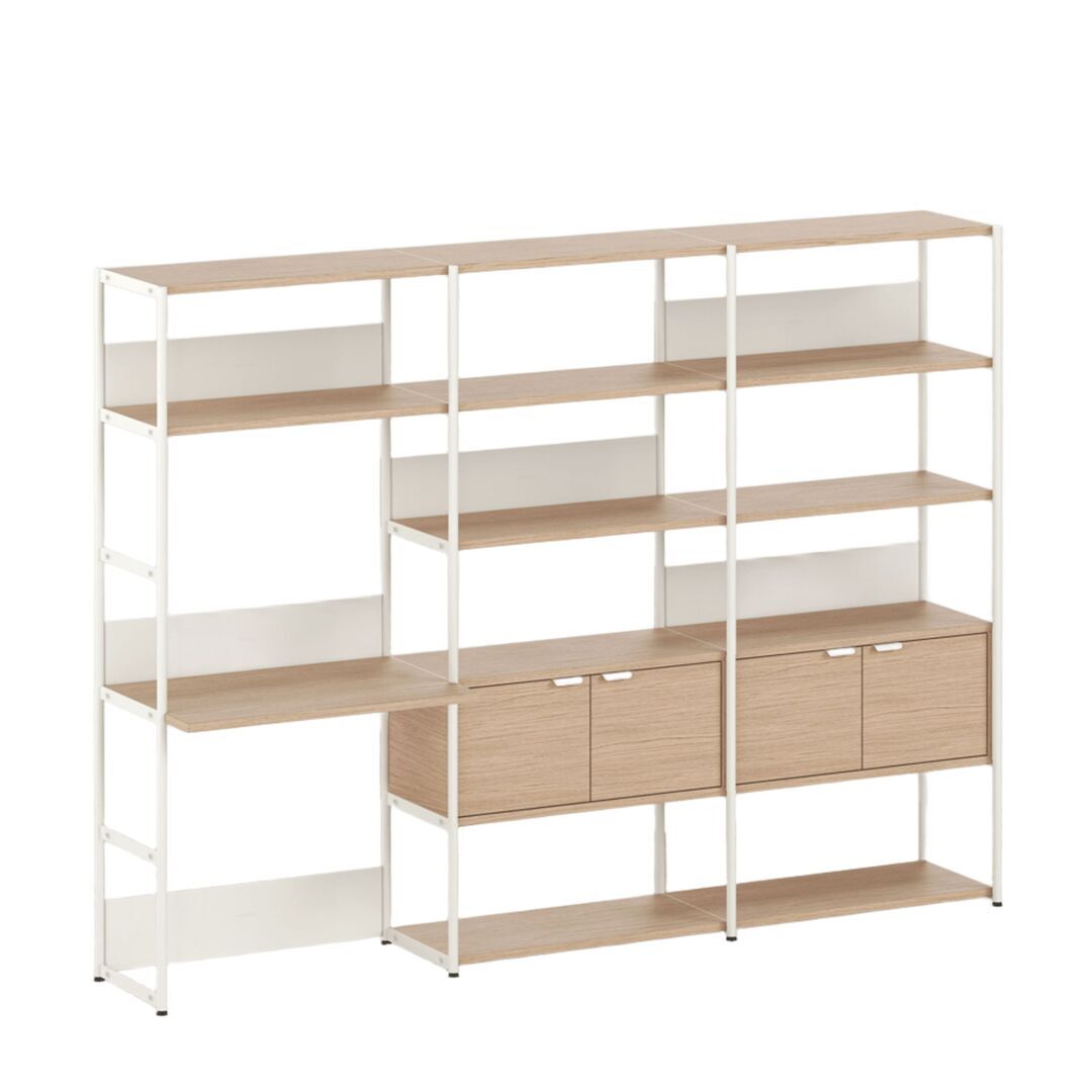 TIPTOE Regal mit Schreibtisch 240 cm von Tiptoe 2 Türen, H: 180 cm, Cream White