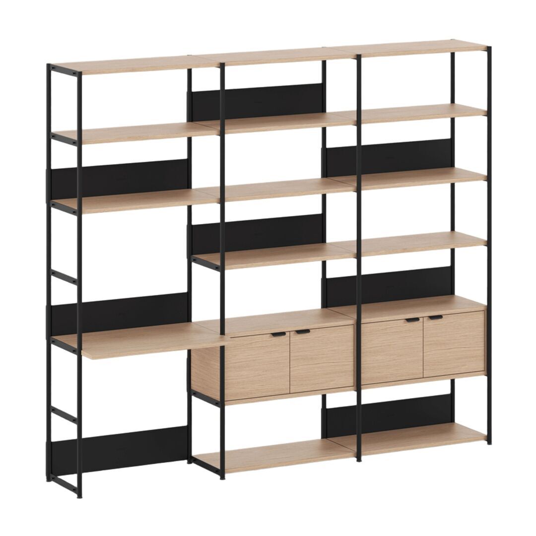 TIPTOE Regal mit Schreibtisch 240 cm von Tiptoe 2 Türen, H: 215 cm, Graphite Black