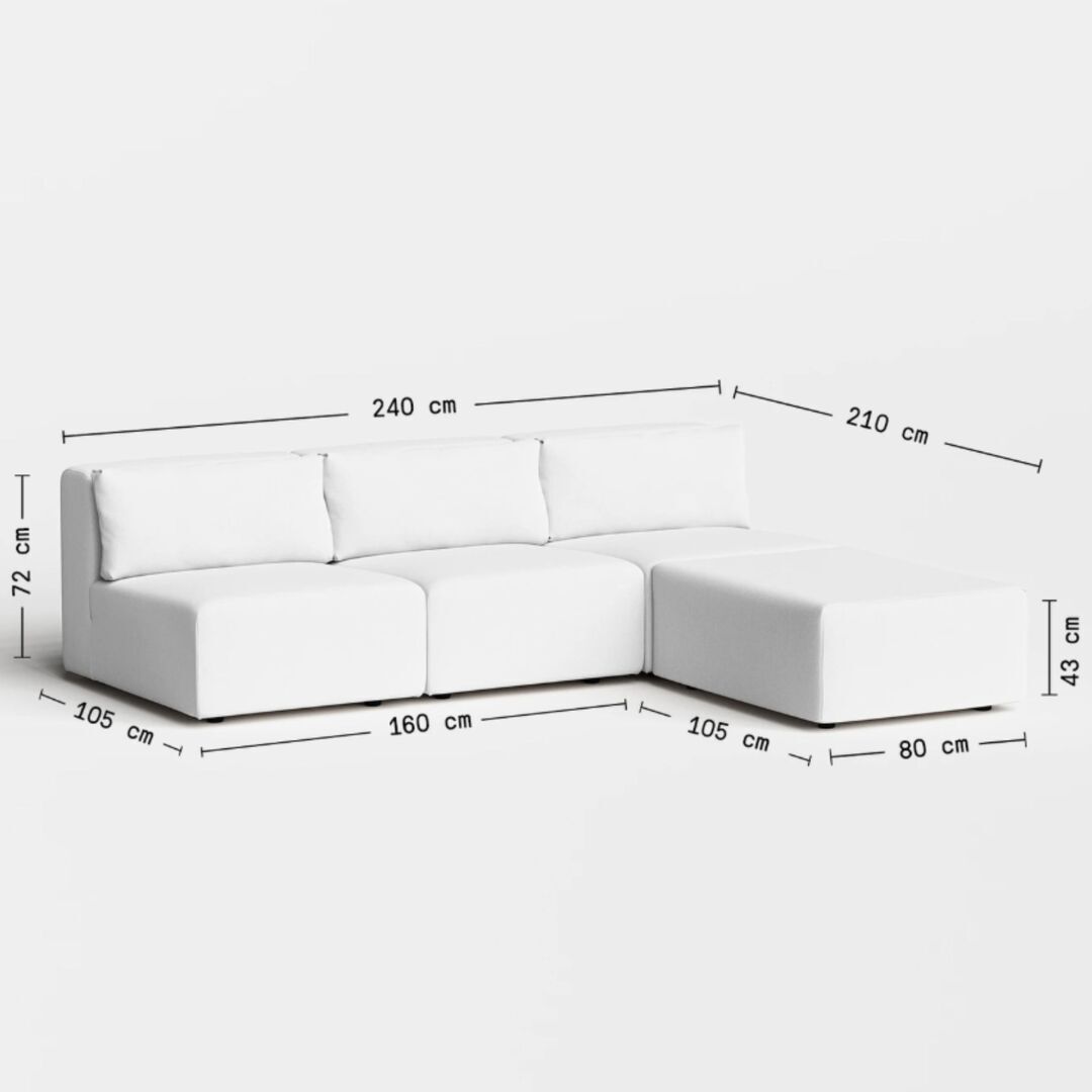 4-Sitzer Sofa mit Chaiselongue Bridge 240 x 210 cm von Tiptoe