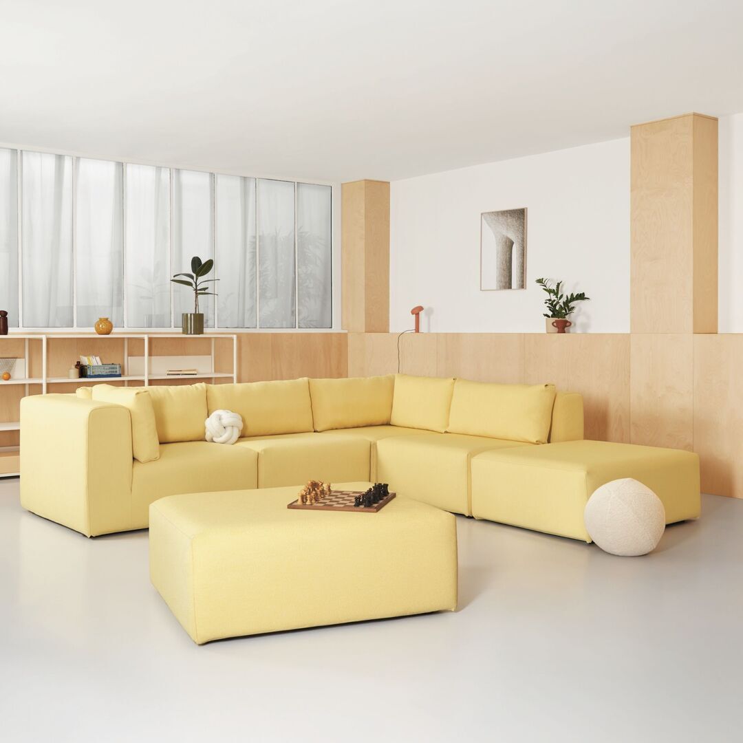 5-Sitzer Ecksofa 290 x 265 cm Bridge von Tiptoe, Lemon Yellow