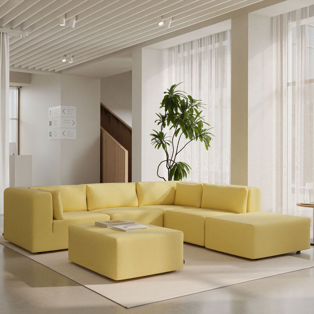 5-Sitzer Ecksofa 290 x 265 cm Bridge von Tiptoe, Lemon Yellow
