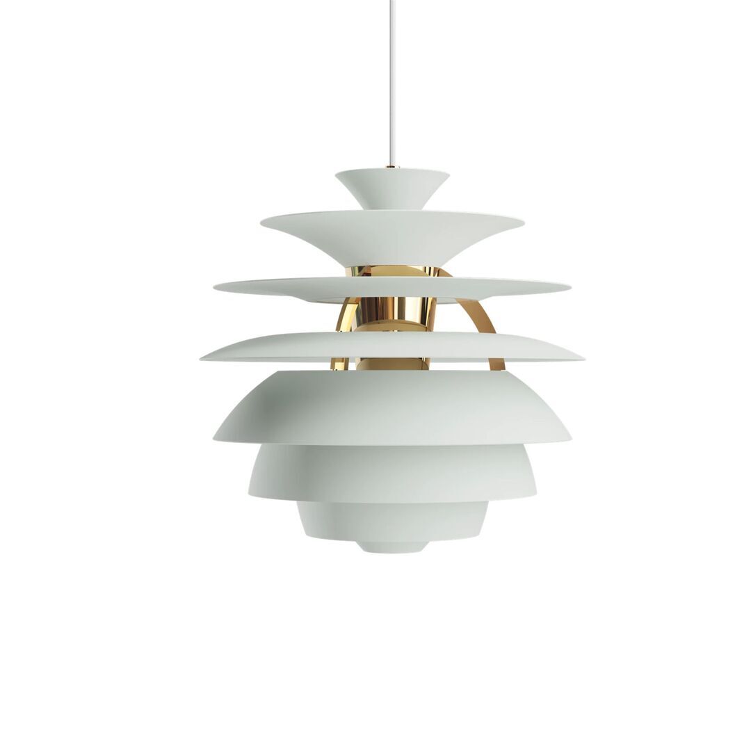 Louis Poulsen Pendelleuchte 'PH Snowball' Ø: 40 cm, E 27, Dusty Green / Brass Metallised