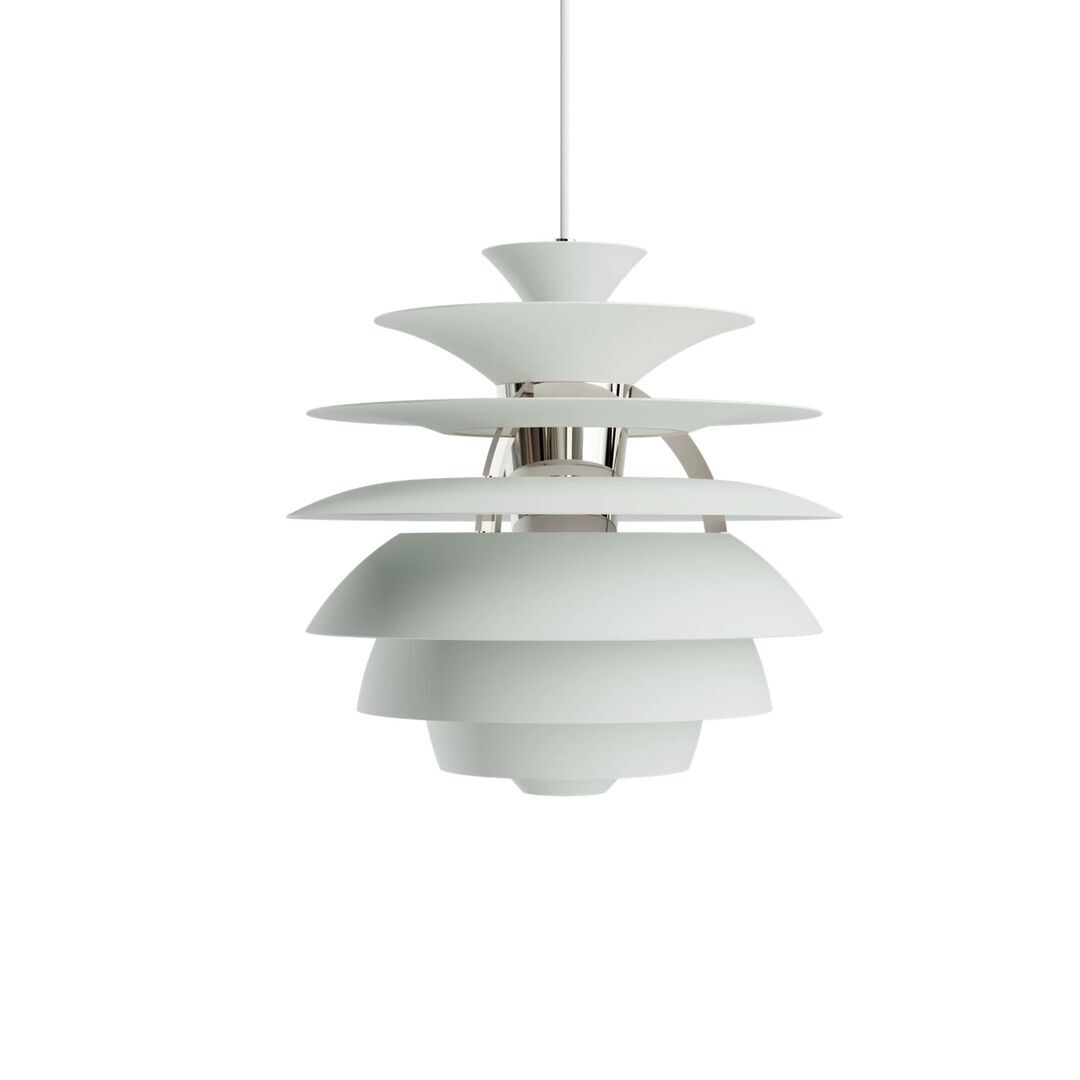 Louis Poulsen Pendelleuchte 'PH Snowball' Ø: 40 cm, E 27, Dusty Green / High Lustre Chrome Plated