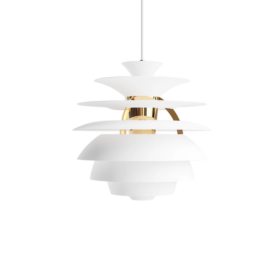 Louis Poulsen Pendelleuchte 'PH Snowball' Ø: 40 cm, E 27, Soft White / Brass Metallised