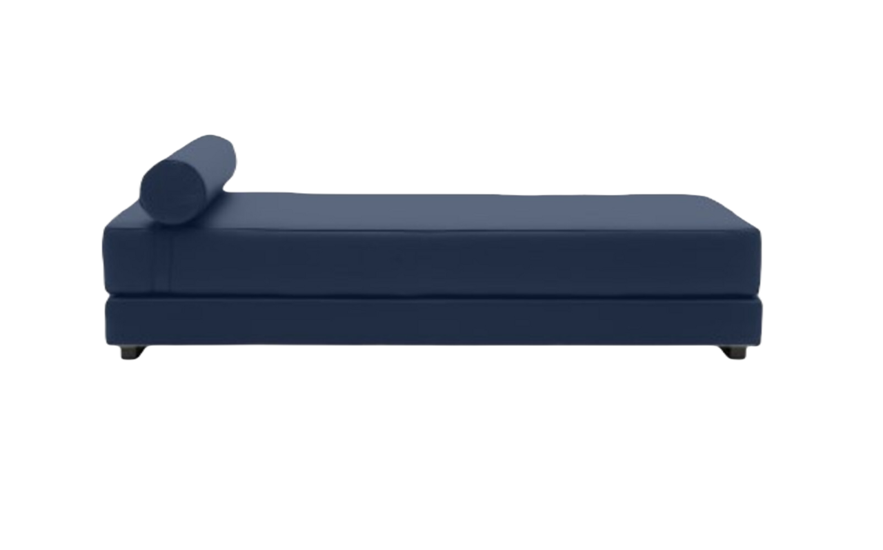 Softline Lubi Schlafsofa mit Kaltschaummatratze-Felt Melange 289 Dark Blue - Gestell schwarz