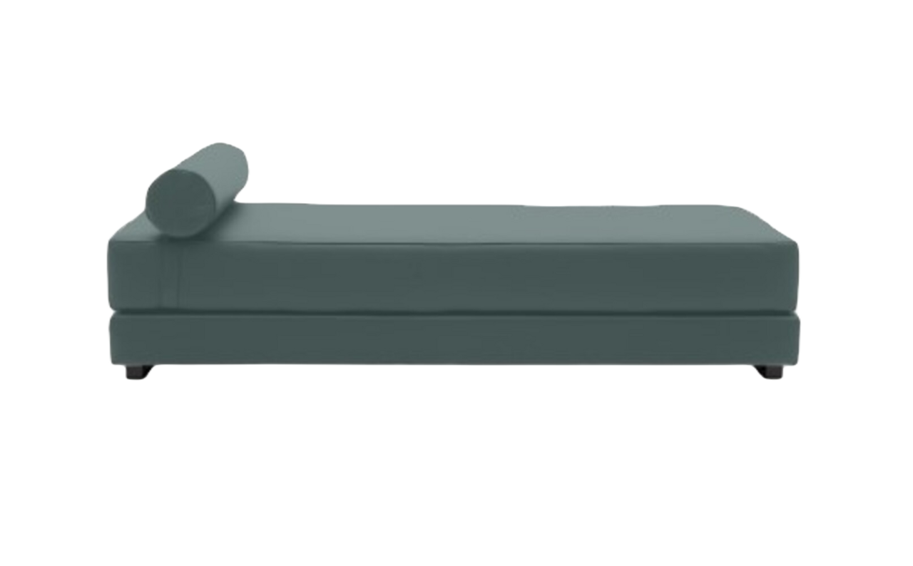 Softline Lubi Schlafsofa mit Kaltschaummatratze-Felt Melange 293 Grey Green - Gestell schwarz