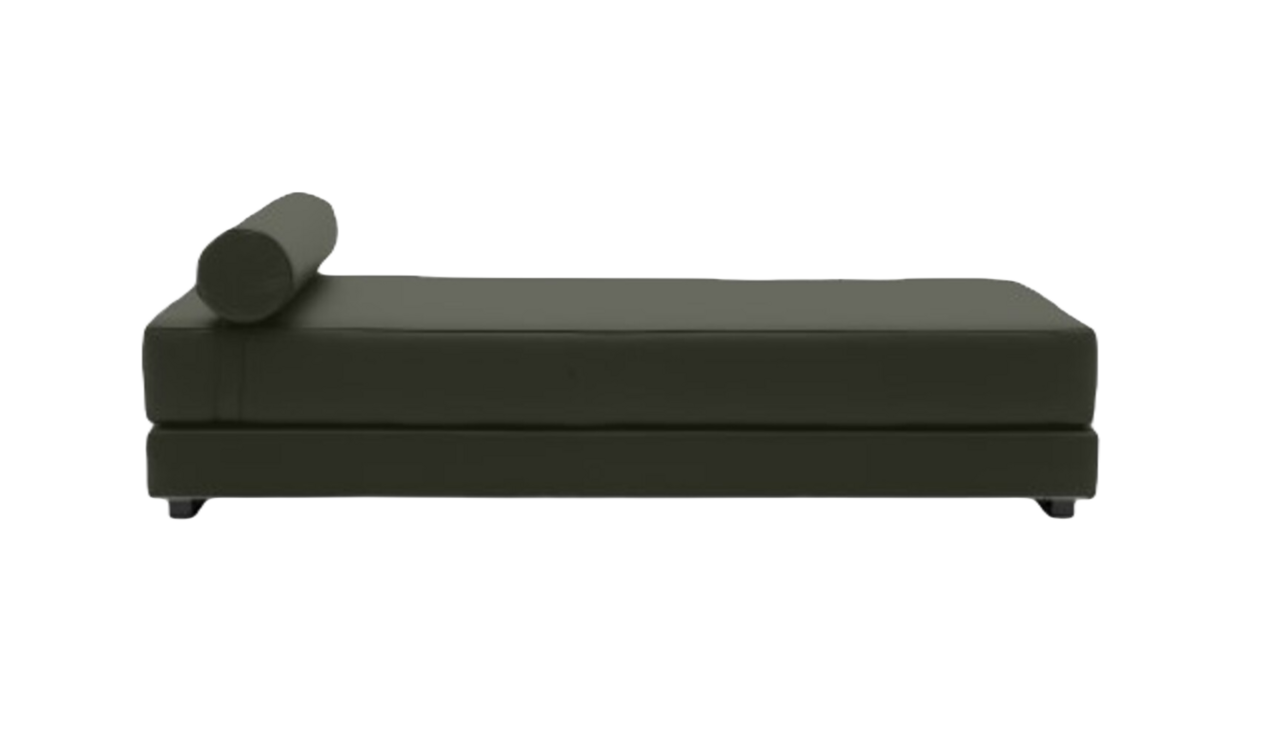 Softline Lubi Schlafsofa mit Kaltschaummatratze-Felt Melange 294 Dark Green - Gestell schwarz